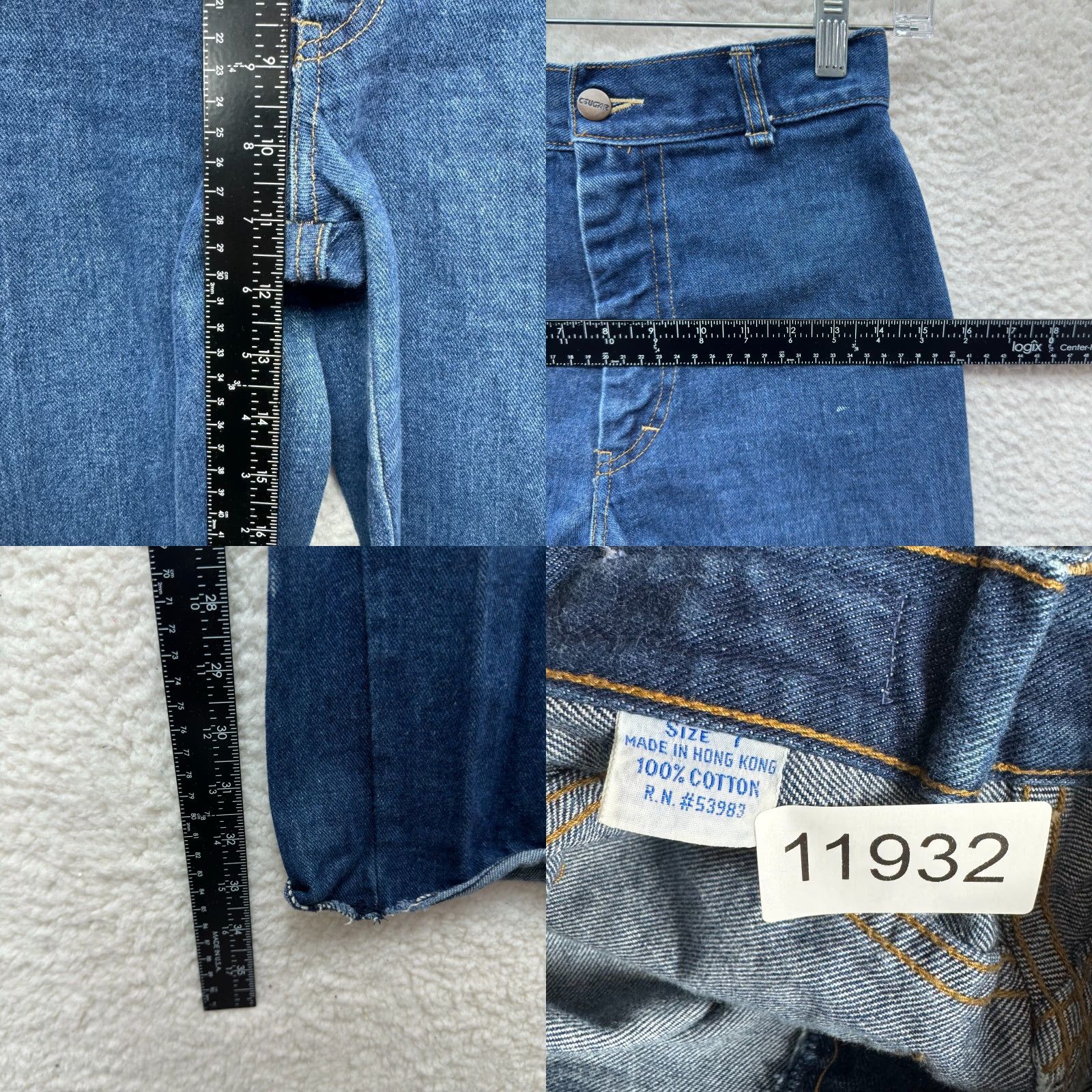 Cougar VINTAGE 80s Western Jeans Cougar Denim Long Tall High Waist Embroidered Blue 0 24 Relaxed Straight Mens Womens Boys Girls Size 25" / US 0 / IT 36 - 9 Thumbnail