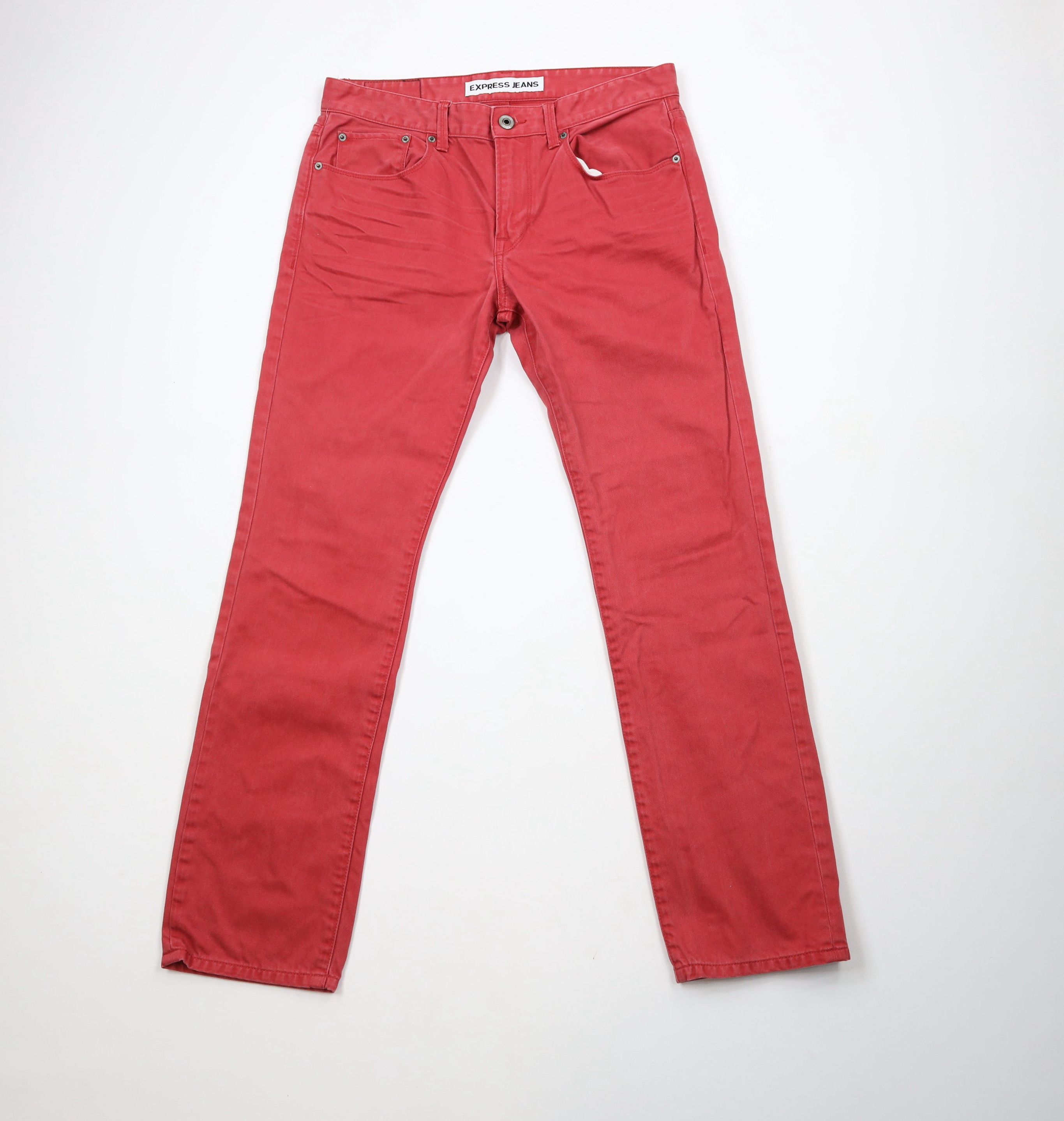Express × Vintage Express Rocco Slim Fit Skinny Leg Denim Jeans Red Cotton Size US 32 / EU 48 - 1 Thumbnail