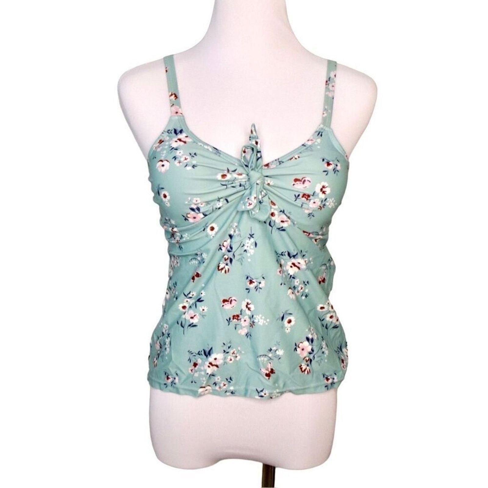 Other Beachsissi Blue Floral Padded Tankini Swim Top LARGE NWT Size ONE SIZE - 2 Thumbnail