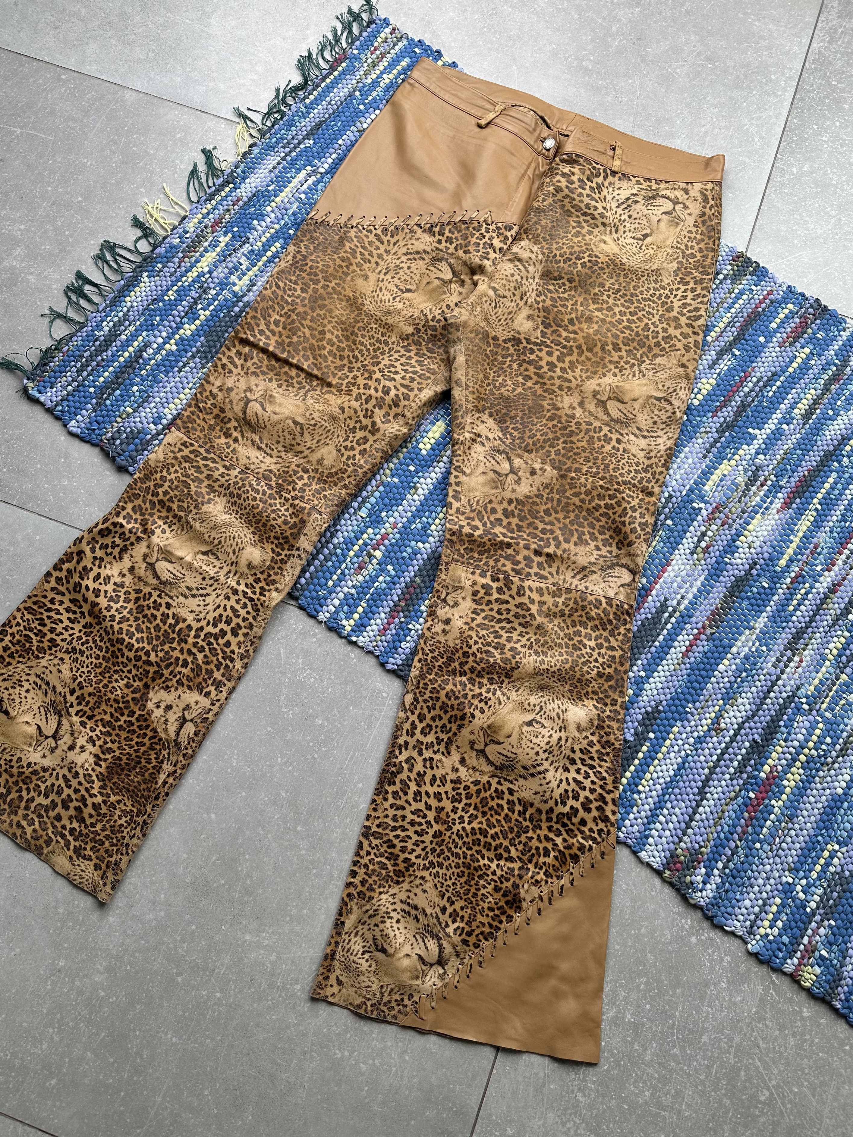 image of Avant Garde x Vintage Leather Printed Pants in Brown, Men's (Size 36)