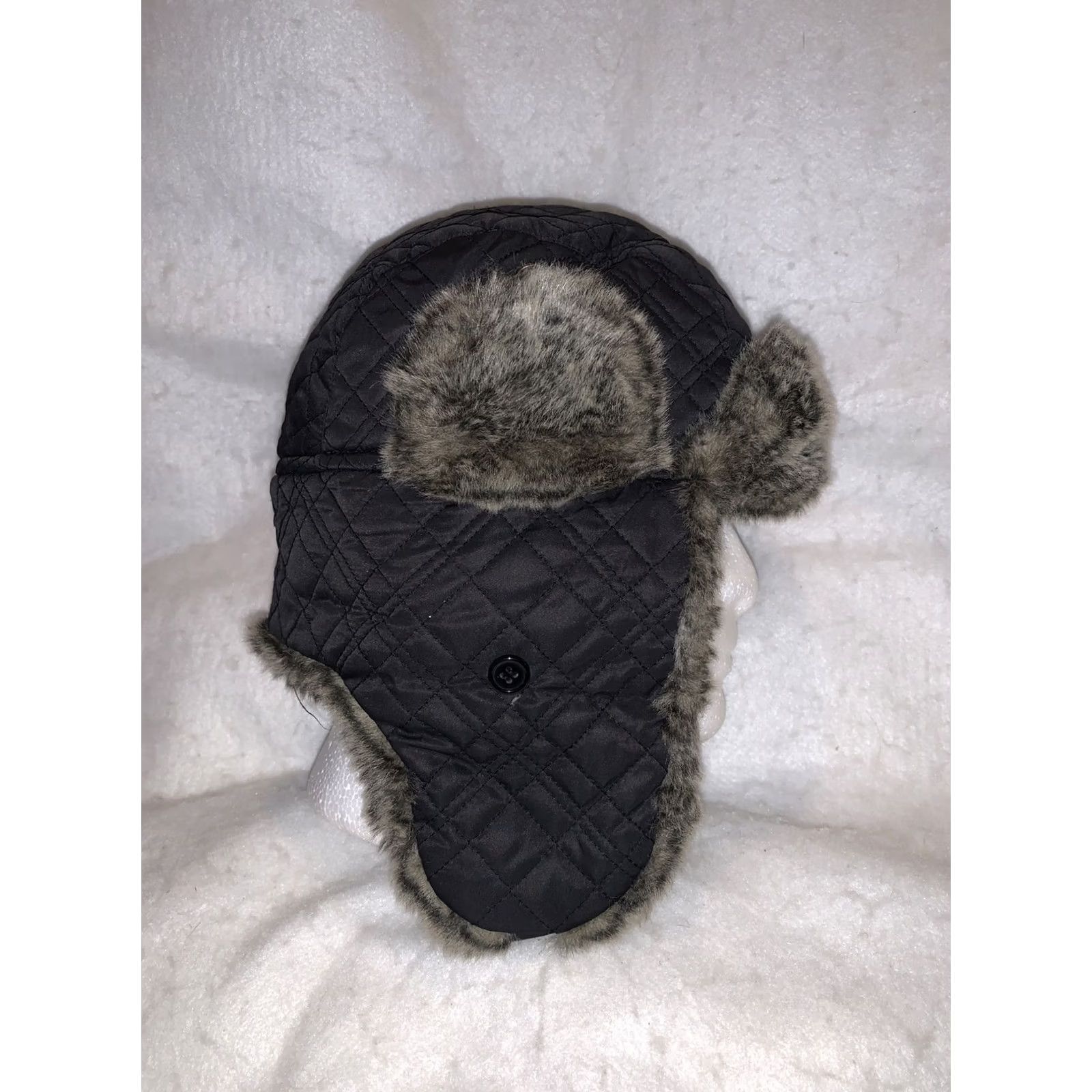 Eddie Bauer VINTAGE Eddie Bauer Trapper Hat Women L/xl Faux Fur Trim Black Brown Gray Fur Trim Mens Womens Size ONE SIZE - 5 Thumbnail