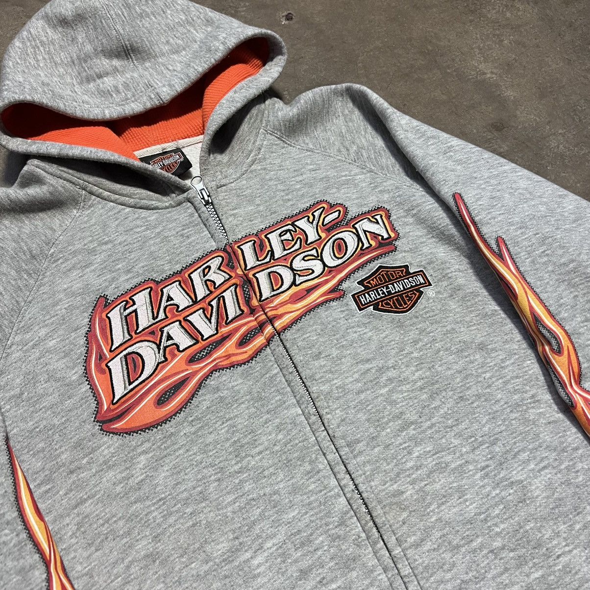Harley Davidson Vintage Harley Davidson Flame Sleeve Zip Up Hoodie Y2K Biker Size US S / EU 44-46 / 1 - 9 Thumbnail