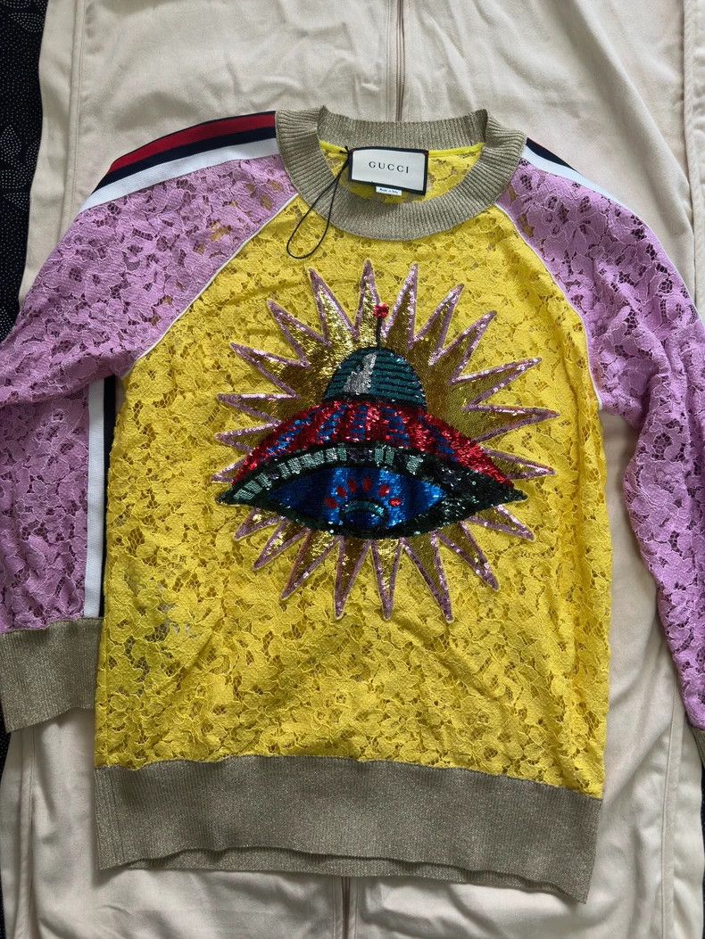 Gucci Gucci Hollow-out lace three-dimensional sequin flying sauce Size US S / EU 44-46 / 1 - 1 Thumbnail