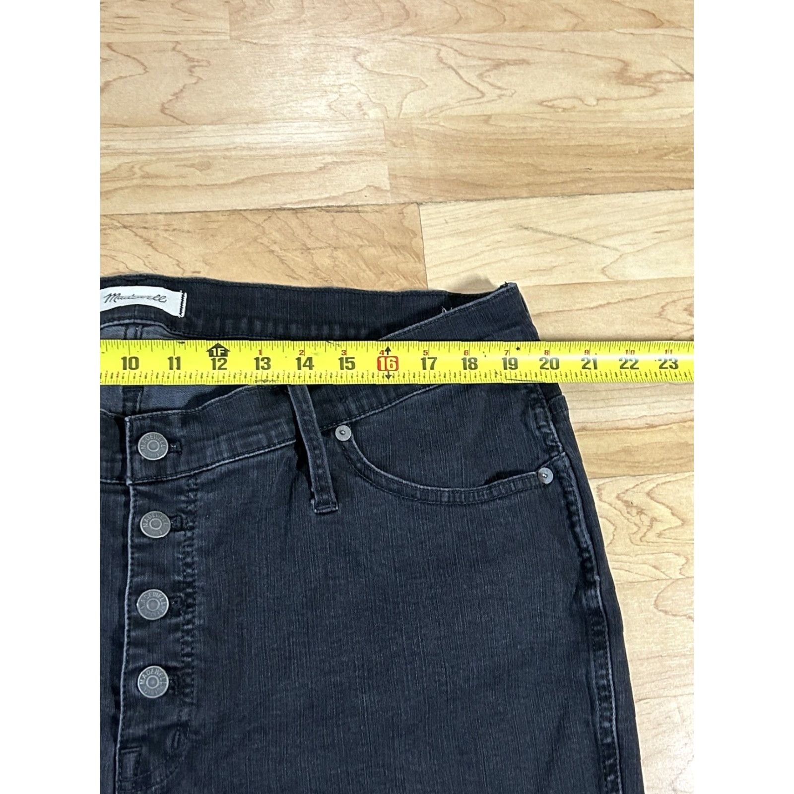 Madewell MADEWELL Jeans Skinny Black 10" High Rise Buttonfly Raw Hem Women sz 35 p Size 24" / US 00 / IT 34 - 5 Thumbnail