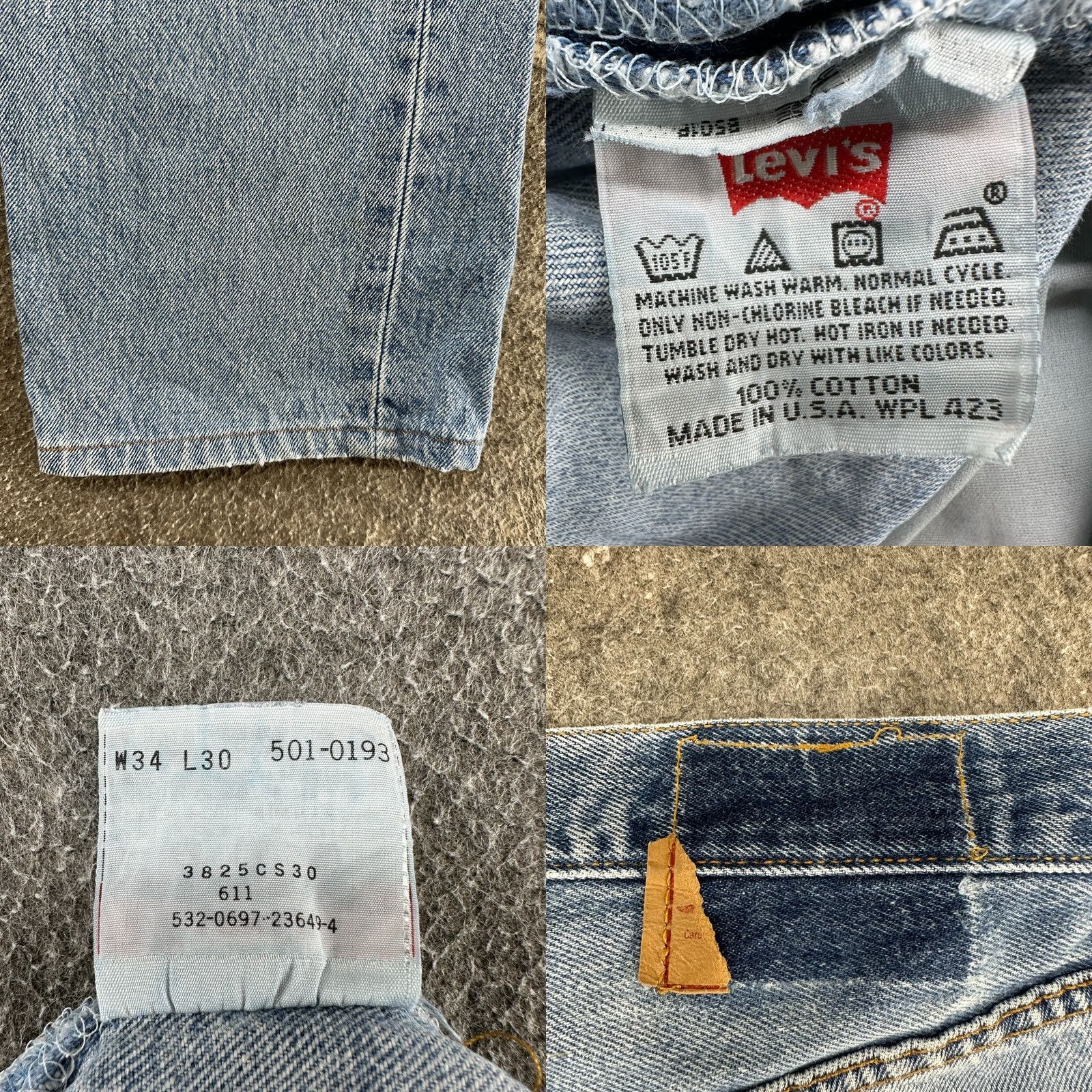 Levi's VINTAGE Levi's 501 Jeans Men 32x29 Blue Straight Regular Light Hemmed USA 90s Size US 34 / EU 50 - 9 Thumbnail