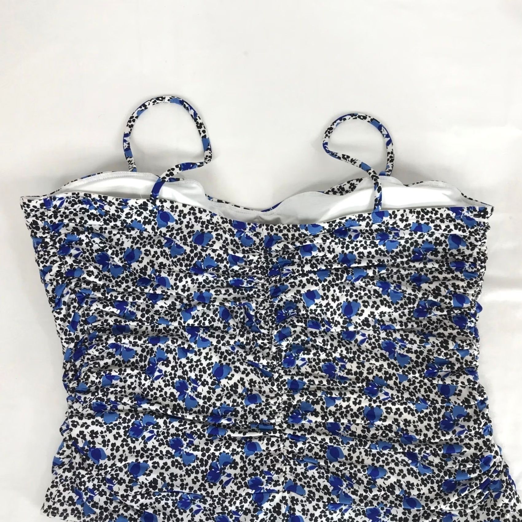 Express Express Body Contour Halter Top XL Blue Black Floral Ruched Sleeveless NWT Size XL / US 12-14 / IT 48-50 - 5 Thumbnail