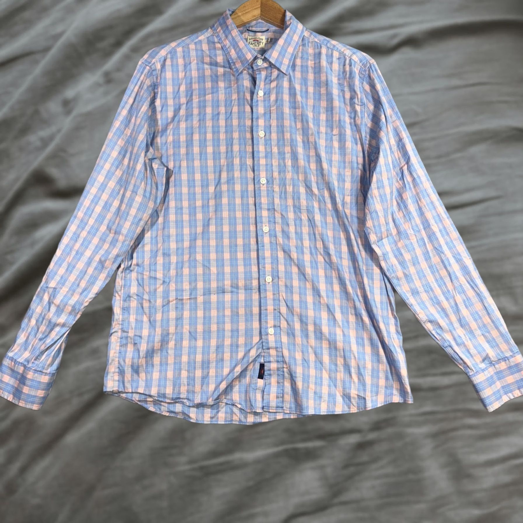 Faherty Faherty Shirt Mens Large Blue Check Long Sleeve The Movement Shirt Size US L / EU 52-54 / 3 - 1 Thumbnail