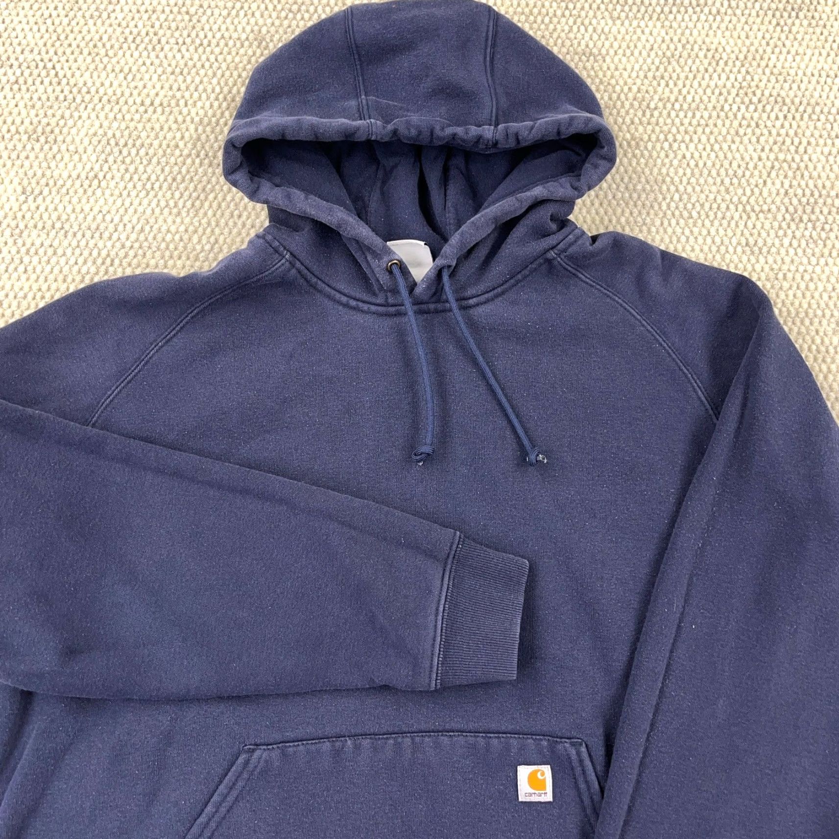 Carhartt VINTAGE Carhartt Hoodie Women XL Blue Sweatshirt Faded Navy 2000s Logo Pockets Hooded All Seasons Lightweight Pullover Casual Workwear Activewear Size XL / US 12-14 / IT 48-50 - 2 Thumbnail