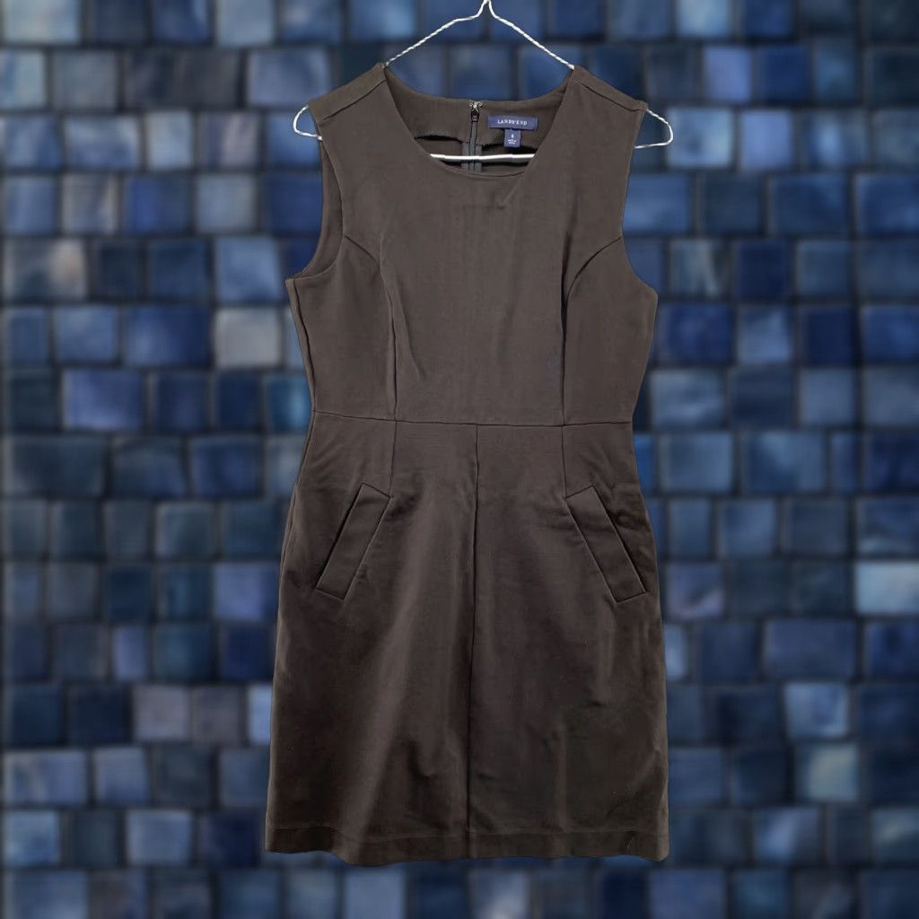 Lands' End Lands' End Dress Sleeveless Brown Stretch Pockets Size 8 Women Tank Dress Casual Formal Knee Length Size M / US 6-8 / IT 42-44 - 1 Thumbnail
