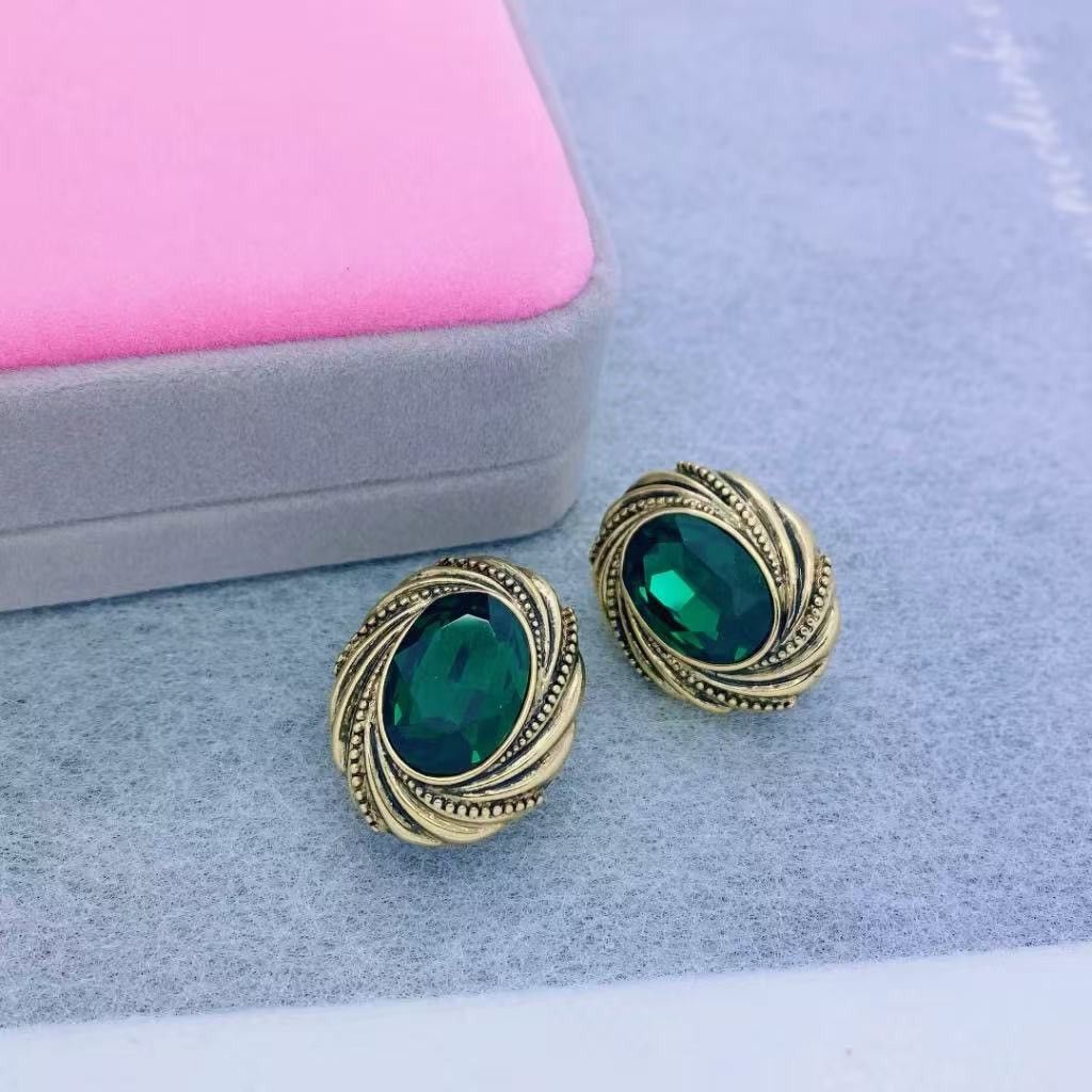 Other Artificial emerald, classic style earrings Size ONE SIZE - 2 Thumbnail
