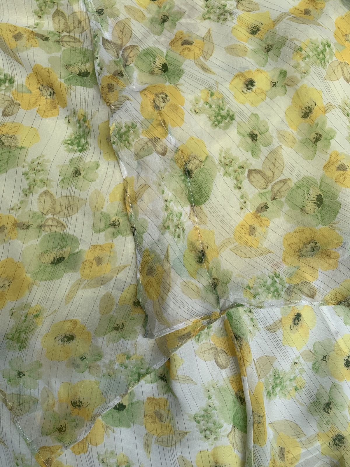 Other Vintage Floral Stripe Calm Essentials Ruffle Mesh Midi Skirt Size 30" / US 8 / IT 44 - 10 Thumbnail
