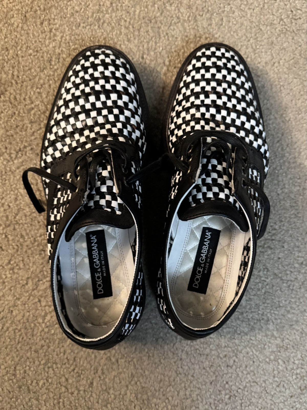 Dolce & Gabbana Black & White Check - Leather Lace Shoes Size US 10.5 / EU 43-44 - 5 Thumbnail