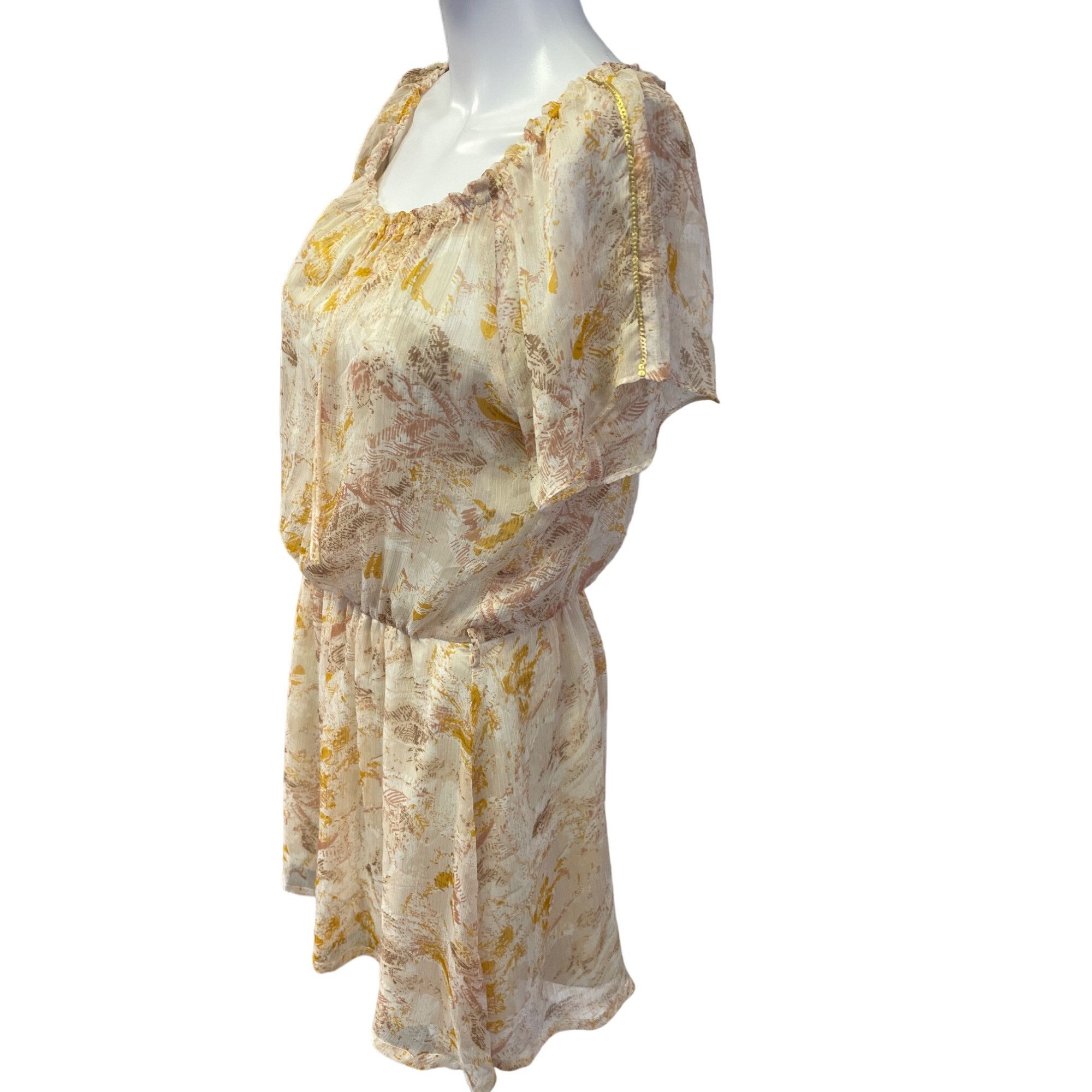 Other Bear Two Womens Tan Sheer Leaf Design dress above knee Size Size M / US 6-8 / IT 42-44 - 2 Thumbnail