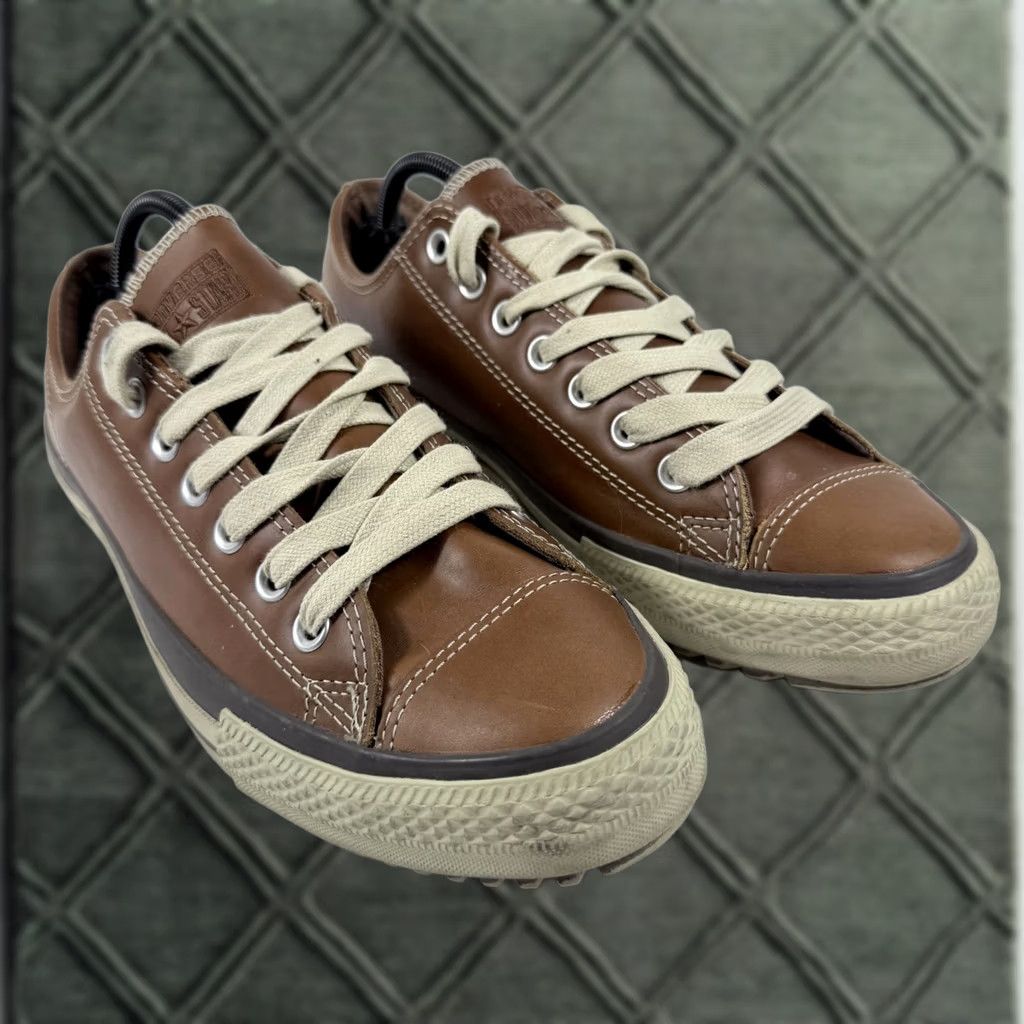 Converse Converse All Star Sneakers Women's Brown Leather Lace-Up Low Top Shoes - 11.5 Size L / US 10 / IT 46 - 1 Thumbnail
