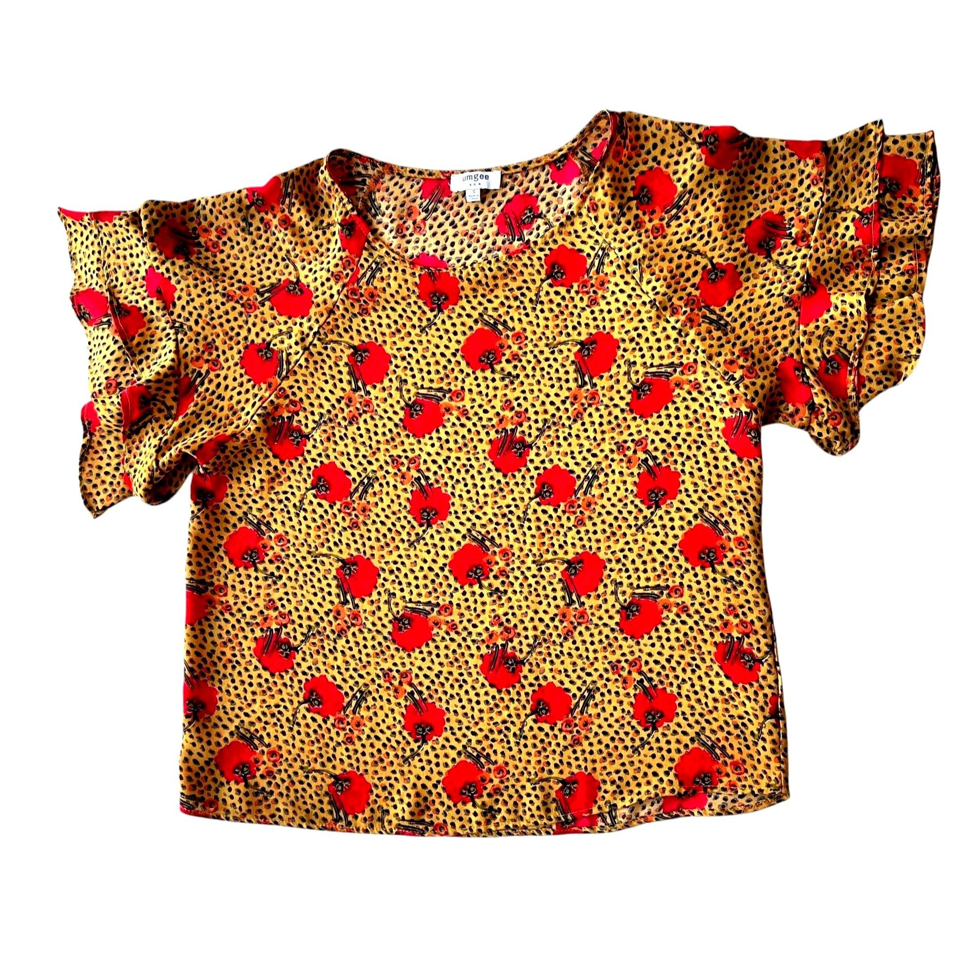 Other Umgee Leopard Print Top Poppies Small Flutter Sleeves Size S / US 4 / IT 40 - 4 Thumbnail