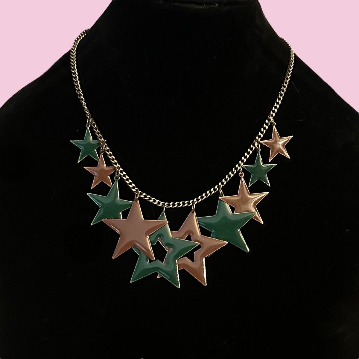 Other Reversible gold tone brown and green stars dangle necklace Size ONE SIZE - 1 Thumbnail