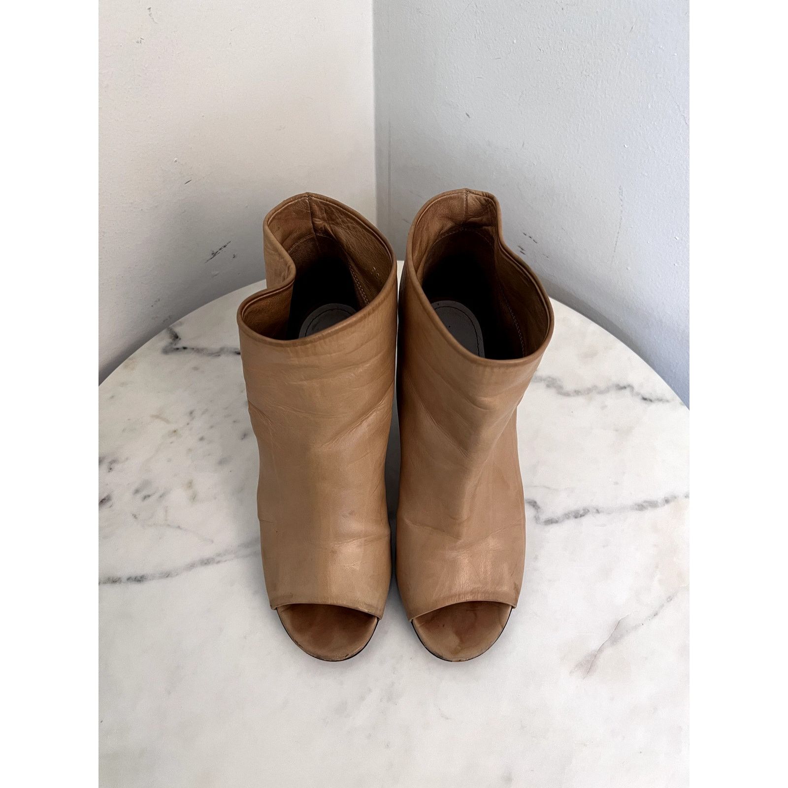 Maison Margiela VINTAGE Margiela Line 22 Tan Leather Open Toe Booties EU37.5 Size US 7.5 / IT 37.5 - 2 Thumbnail