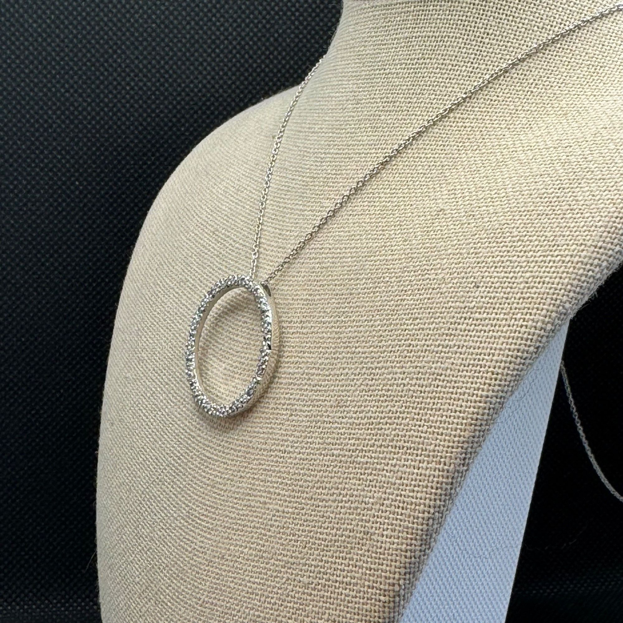 Other VTG Solid Sterling Silver 925 Cubic Zirconia Circle Pendant Size ONE SIZE - 2 Thumbnail