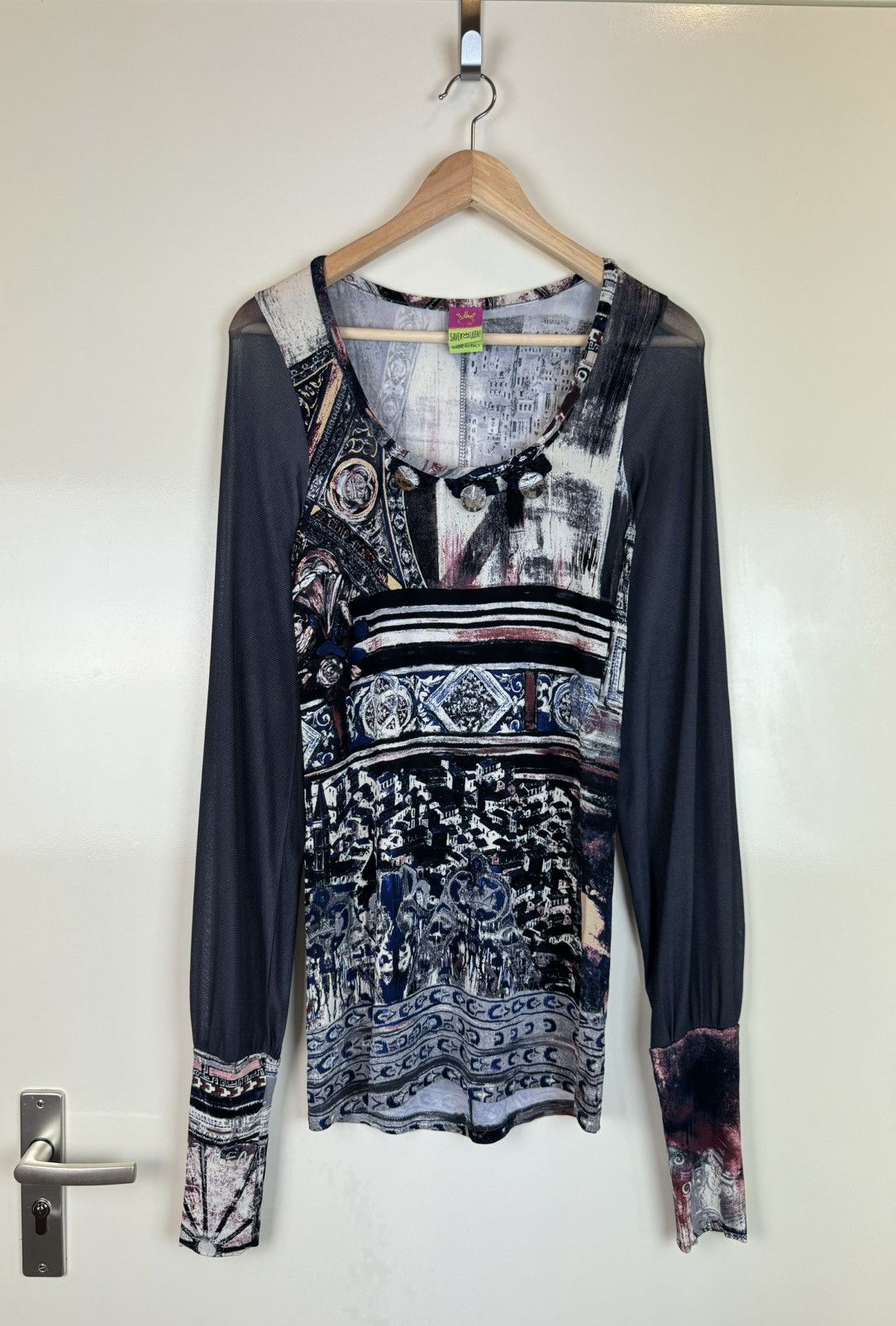 Hysteric Glamour Save the queen mesh sleeves rundholz Style long blouse tunic Size L / US 10 / IT 46 - 2 Thumbnail