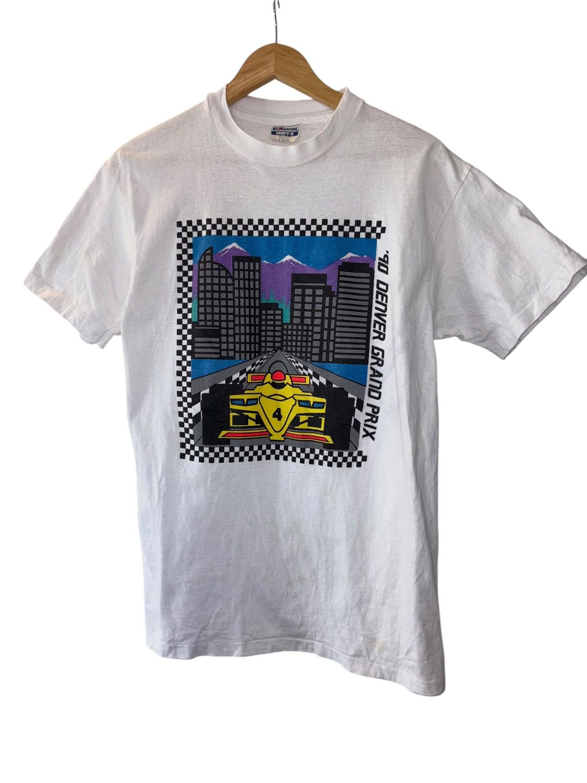 Hanes × Vintage Vintage 1990 Denver Grand Prix Promo T-Shirt Size US L / EU 52-54 / 3 - 1 Thumbnail