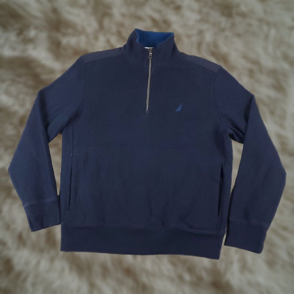 Nautica Nautica Mens Small Blue 1/4 Zip Pullover Fleece Sweater Casual Long Sleeve Cotton Size US S / EU 44-46 / 1 - 1 Thumbnail