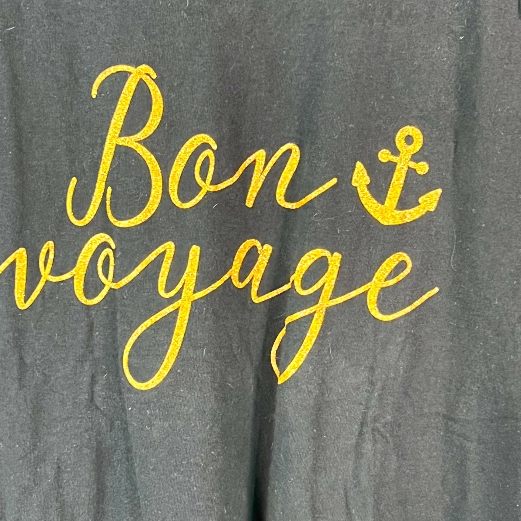Vintage Simply Basic Women's Bon Voyage Graphic Tee - Size 36 - Black - Casual Short Sleeve T-Shirt Size XS / US 0-2 / IT 36-38 - 3 Thumbnail