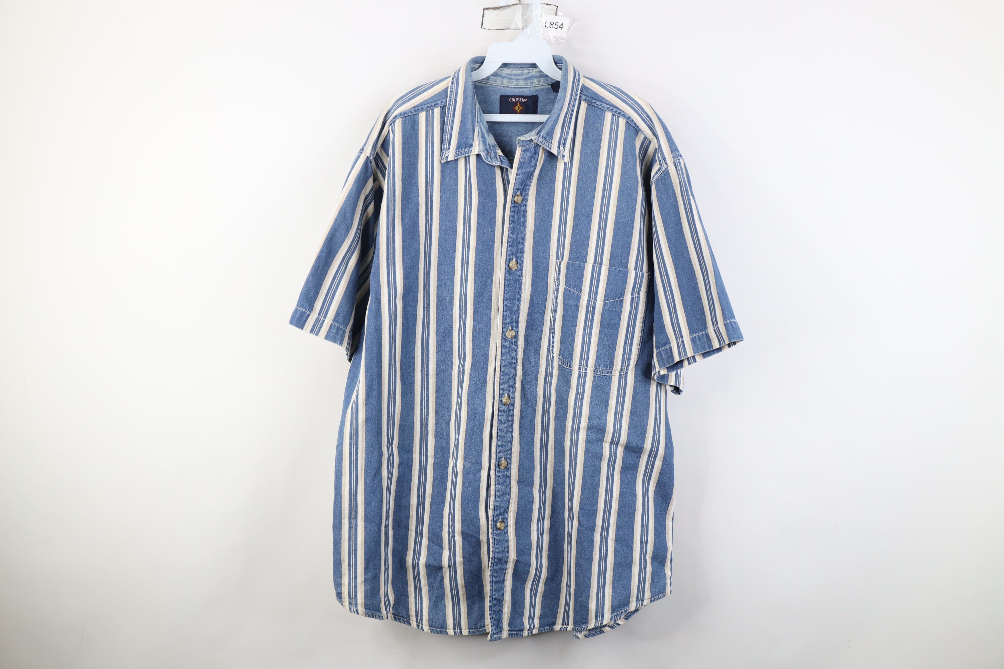 Vintage Vintage 90s Streetwear Denim Jean Short Sleeve Button Shirt Size US XL / EU 56 / 4 - 1 Thumbnail