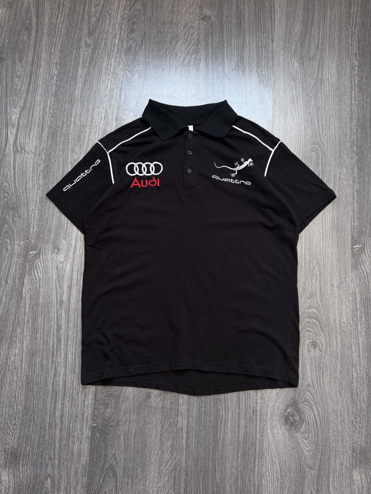 Audi Vintage Audi Quattro Black Polo Shirt Size US L / EU 52-54 / 3 - 1 Thumbnail