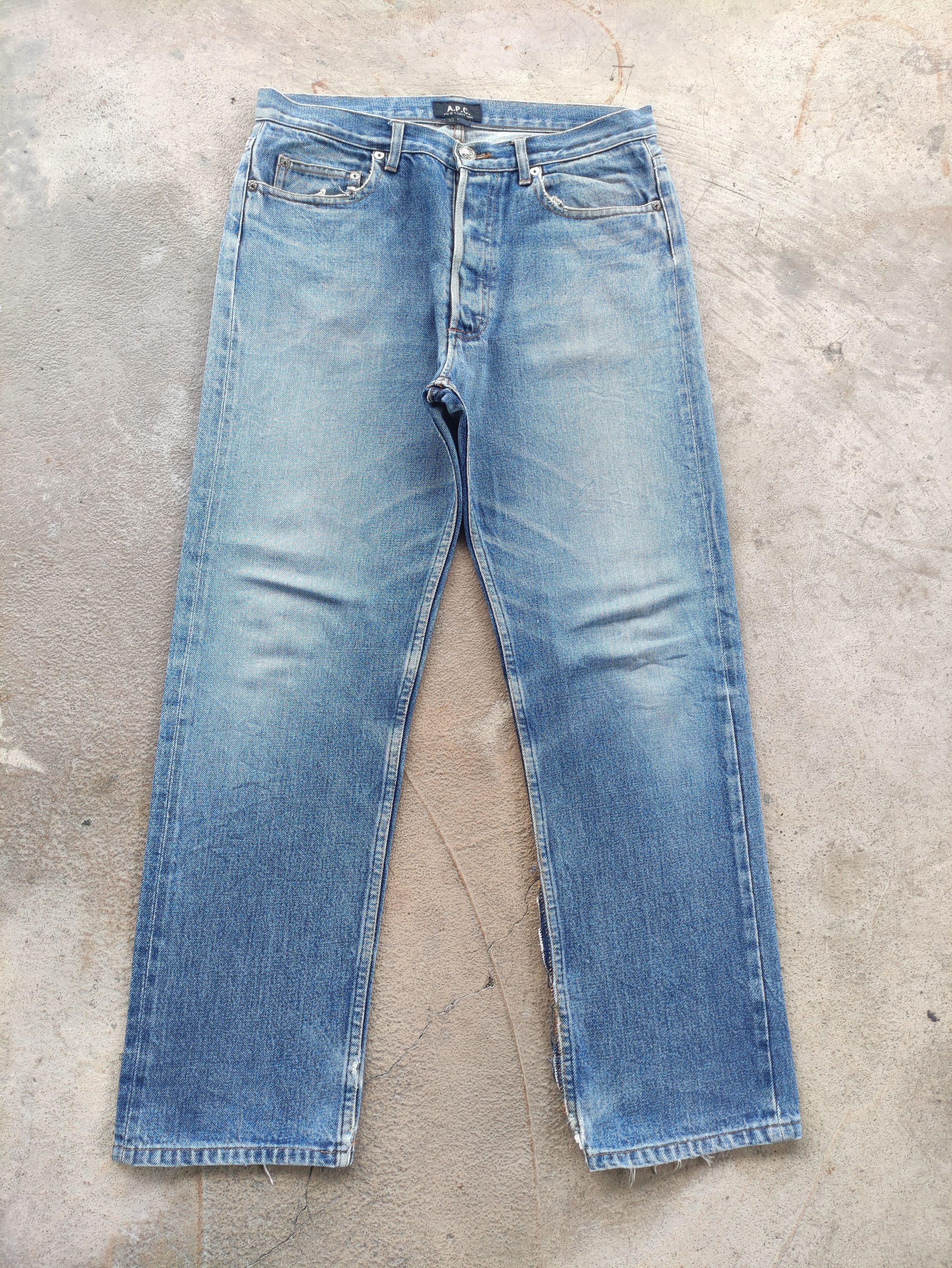A.P.C. Vintage APC Button Selvedge Jean Distressed Faded Denim Size US 33 - 1 Thumbnail