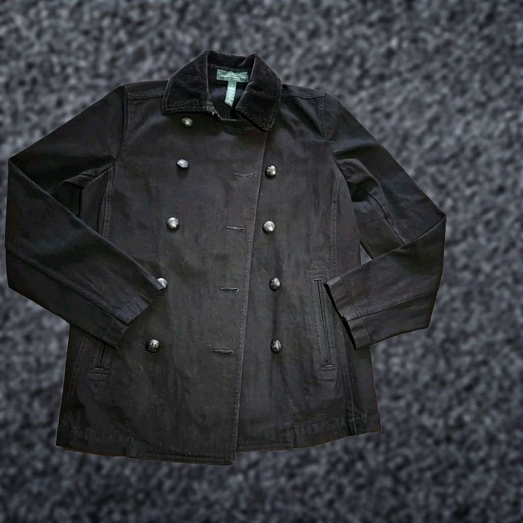 Ralph Lauren VINTAGE Ralph Lauren Double Breasted Jacket Womens 8 Black Denim Corduroy Collar Top Size M / US 6-8 / IT 42-44 - 1 Thumbnail