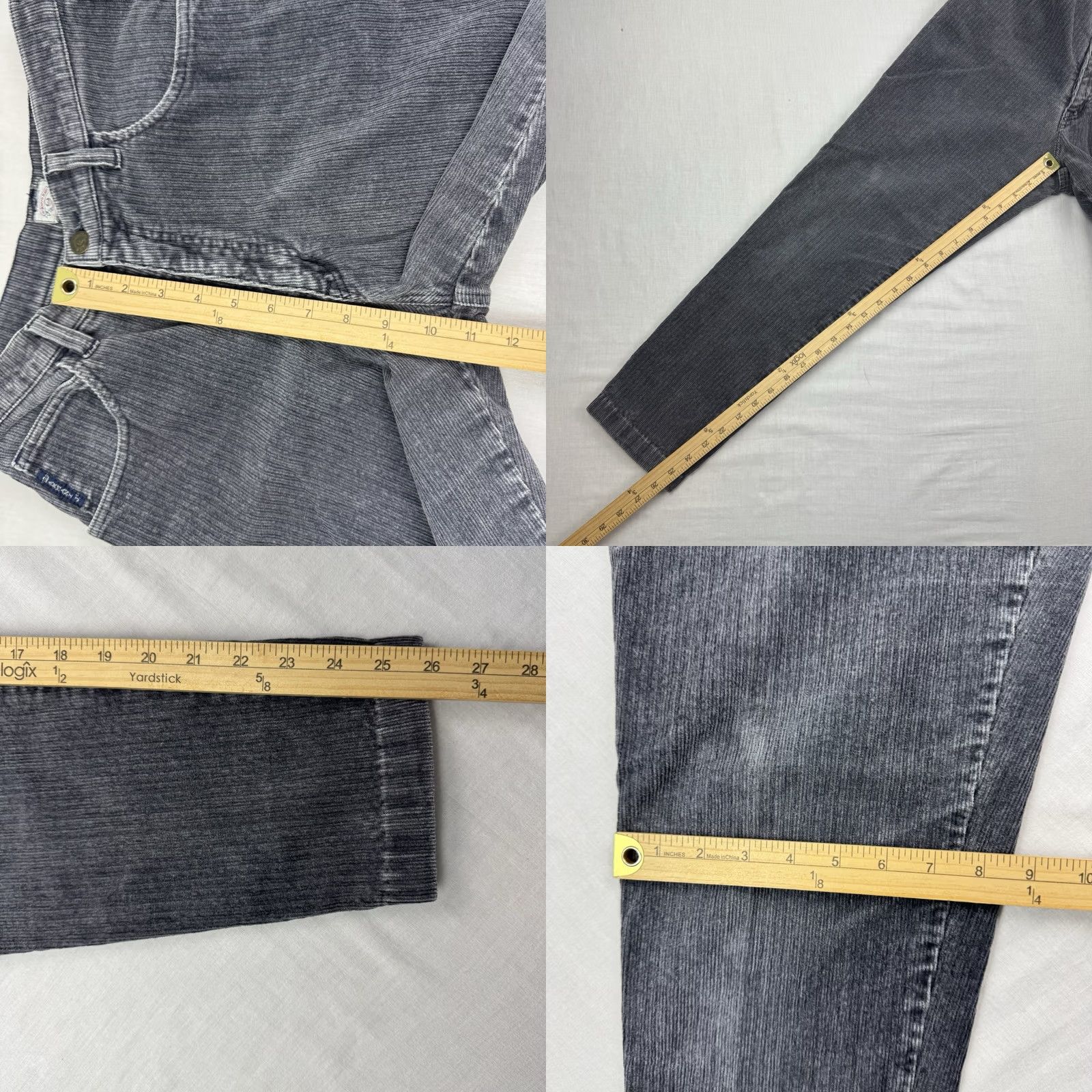 Armani VINTAGE Armani Corduroy Pants Womens 29 Gray Hipster Tapered 1980s Jeans Size 29" - 9 Thumbnail
