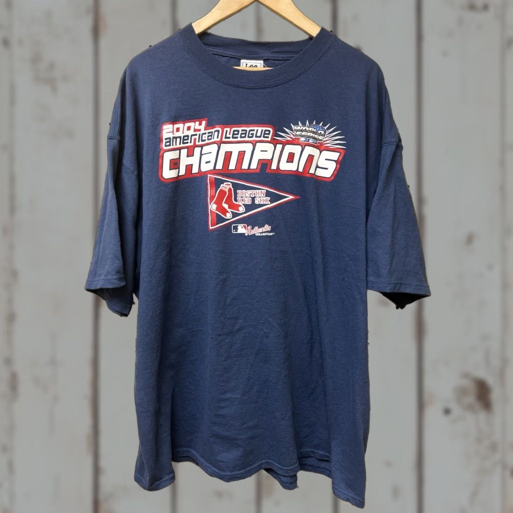 Lee VINTAGE Boston Red Sox 2004 World Series Shirt Lee 2X Big & Tall Short Sleeve Blue Cotton Men Size US XXL / EU 58 / 5 - 1 Thumbnail