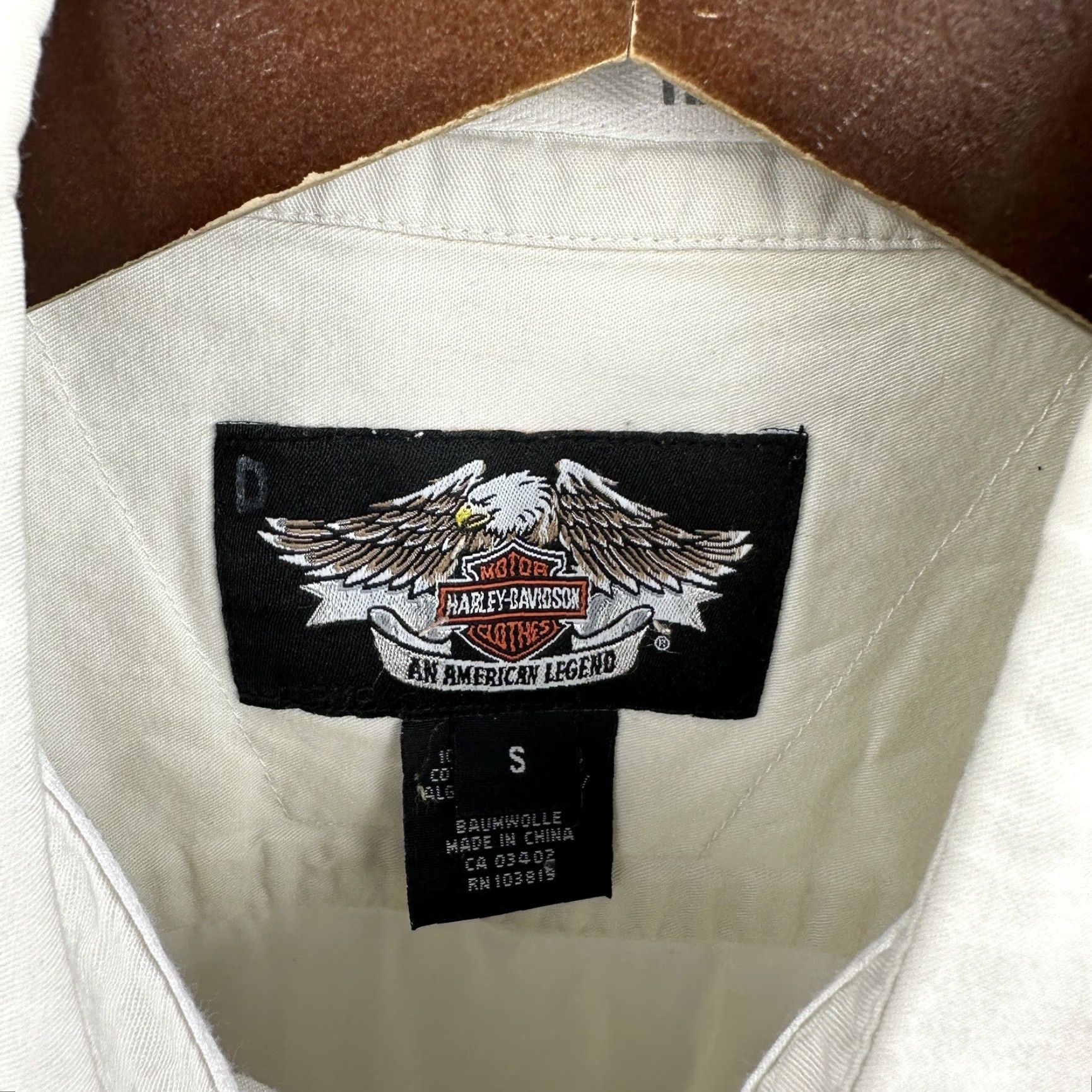 Harley Davidson Harley-Davidson Shirt Men Small Collar Short Sleeve Button Up Logo Biker Motorcycle Ivory Size US S / EU 44-46 / 1 - 7 Thumbnail