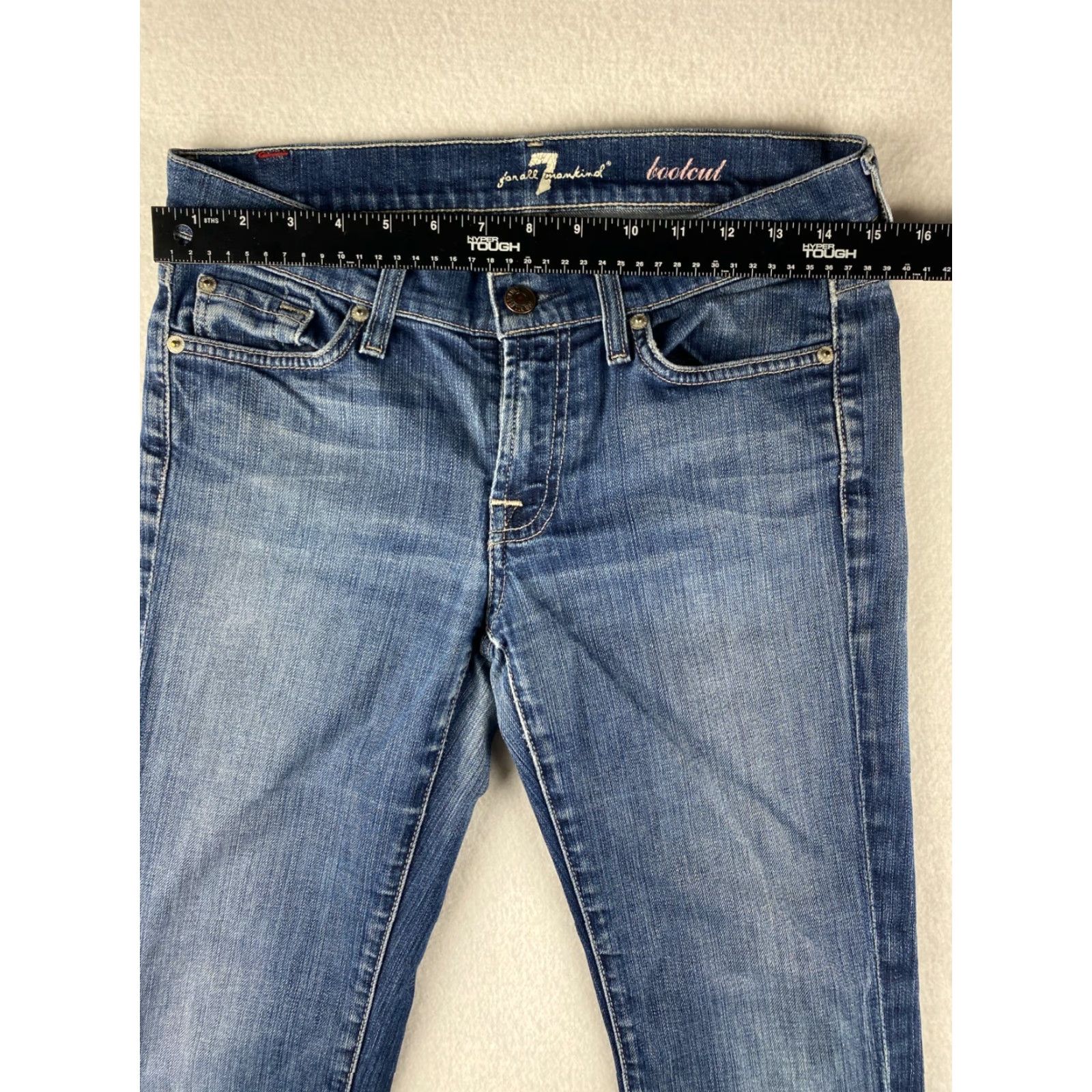 7 For All Mankind 7 For All Mankind Jeans 27 Womens Blue Bootcut Denim Stretch Fray Hem Regular Dark] Size 30" / US 8 / IT 44 - 3 Thumbnail
