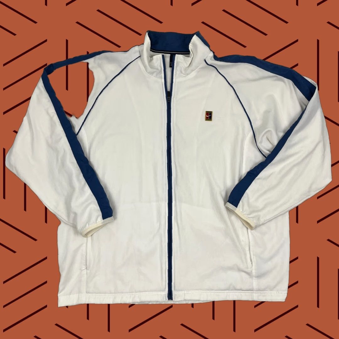 Nike VINTAGE Nike Court Tennis Jacket Mens XL White Blue 90s Retro Swoosh Full Zip Windbreaker Regular Wear Size US XL / EU 56 / 4 - 1 Thumbnail