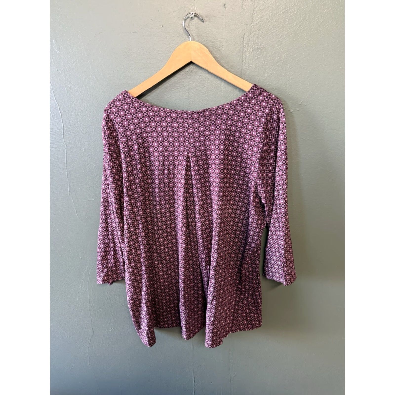 J. Jill J. Jill Womens Purple Geometric V-Neck 3/4 Sleeve Shirt XL Size XL / US 12-14 / IT 48-50 - 2 Thumbnail