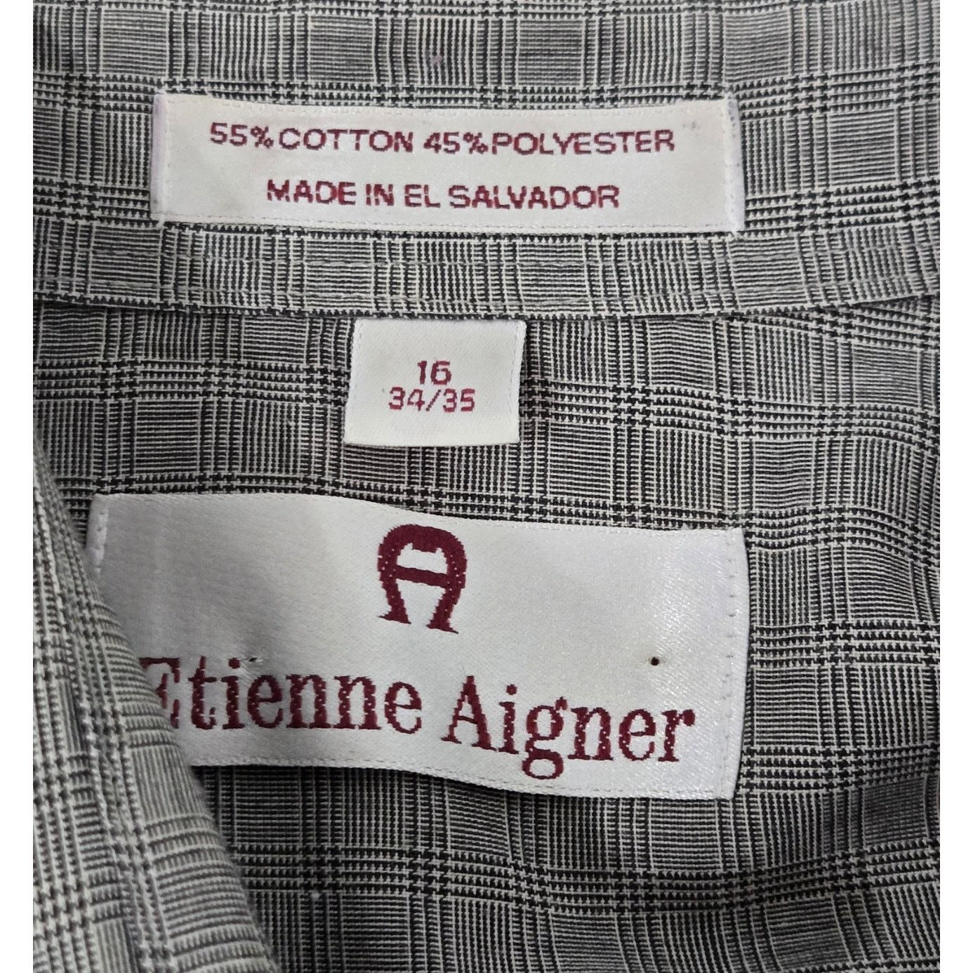 Etienne Aigner Etienne Aigner Black Gray Plaid Button Men's Shirt 16/Large Size US L / EU 52-54 / 3 - 3 Thumbnail