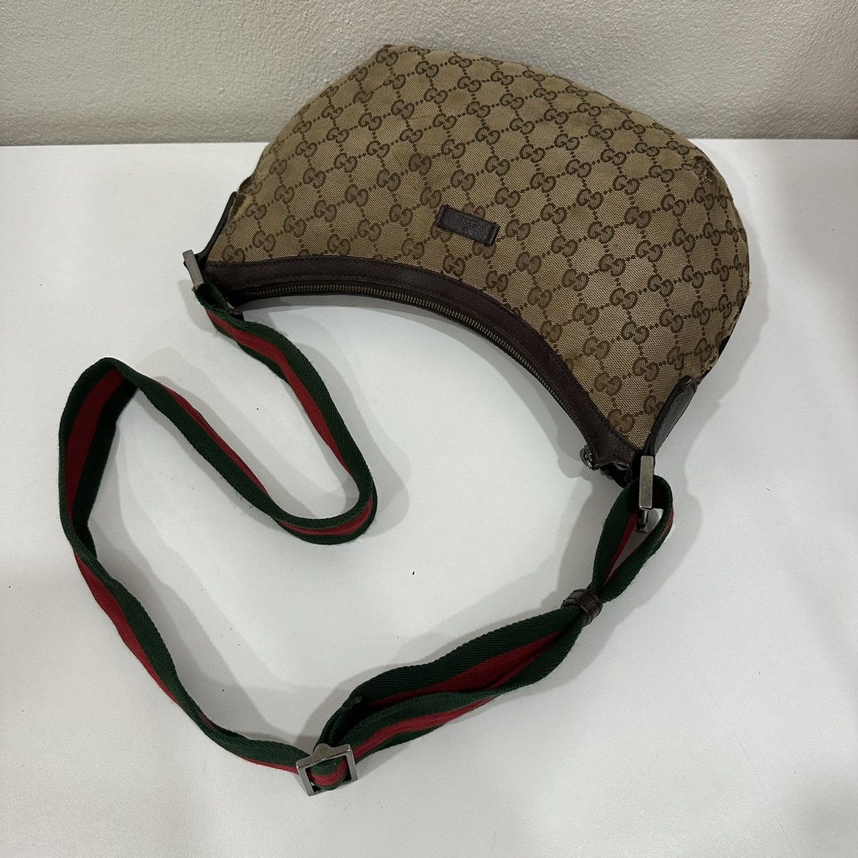 Gucci GUCCI GG WEB HALF MOON MEDIUM CROSSBODY BAG 17 Size ONE SIZE - 20 Thumbnail