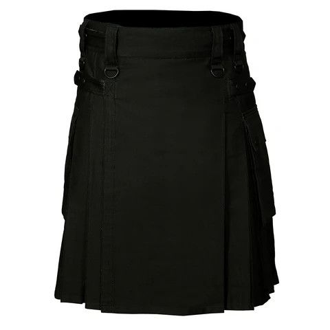 Handmade × Other Cotton Utility Kilt Black with Adjustable Leather Straps Size US 34 / EU 50 - 2 Thumbnail