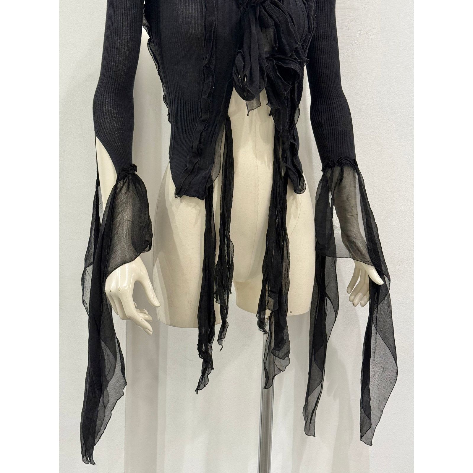 Jean Paul Gaultier 2000s Jean Paul Gaultier sheer ribbon-tie corset blouse Size S / US 4 / IT 40 - 3 Thumbnail
