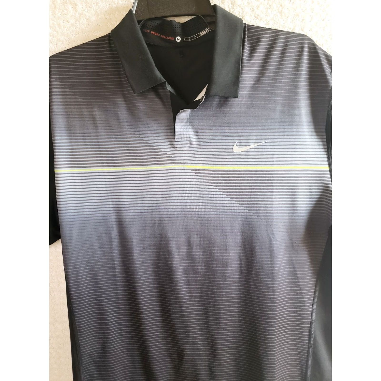 Nike Nike Tiger Woods Collection Polo Men M Black/Gray/Green Striped Fade Pattern Shirt Size US M / EU 48-50 / 2 - 3 Thumbnail