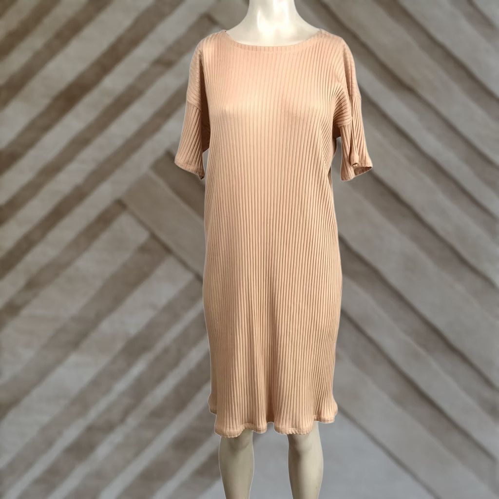 Eileen Fisher EILEEN FISHER Midi Dress Peach Size S Ribbed Knit Tencel Lyocell Spandex Women Size S / US 4 / IT 40 - 1 Thumbnail