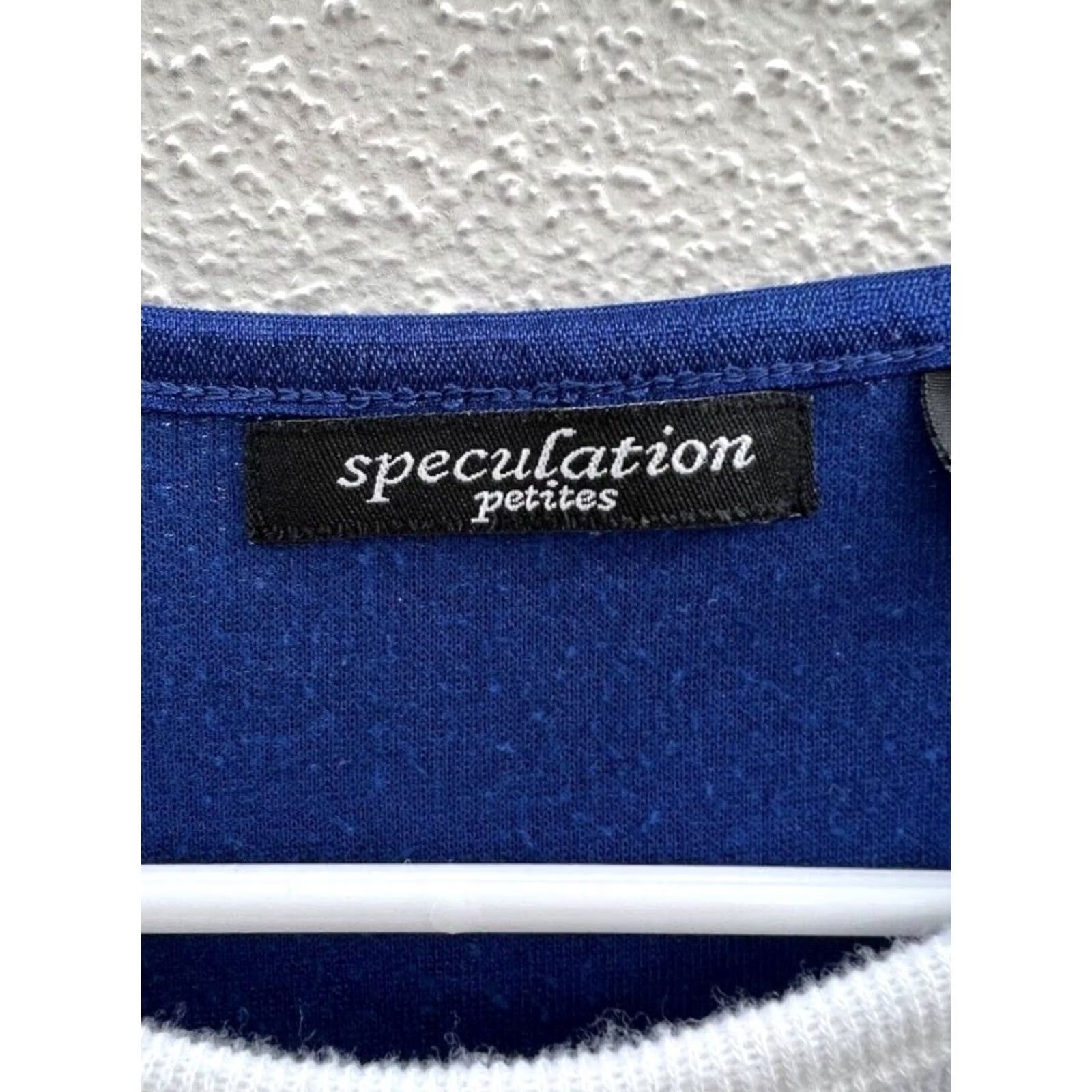 Vintage Womens Speculation Petite Blue 3/4 Sleeve Knit Blouse Size PS Size S / US 4 / IT 40 - 4 Thumbnail