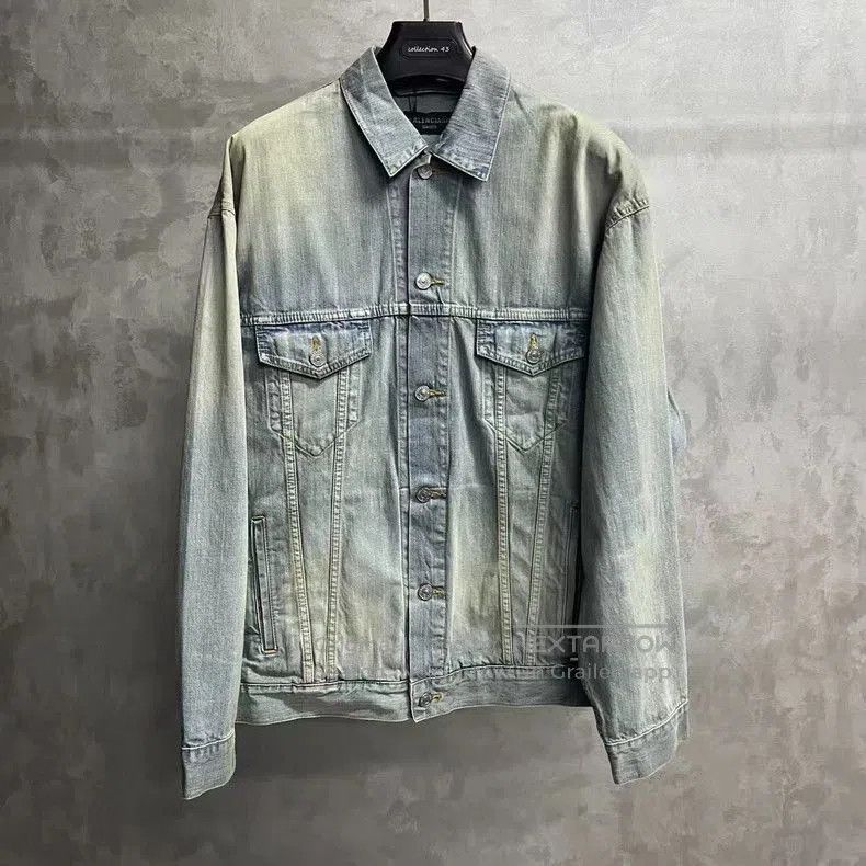 Balenciaga Blue Denim Letter Print Jacket.