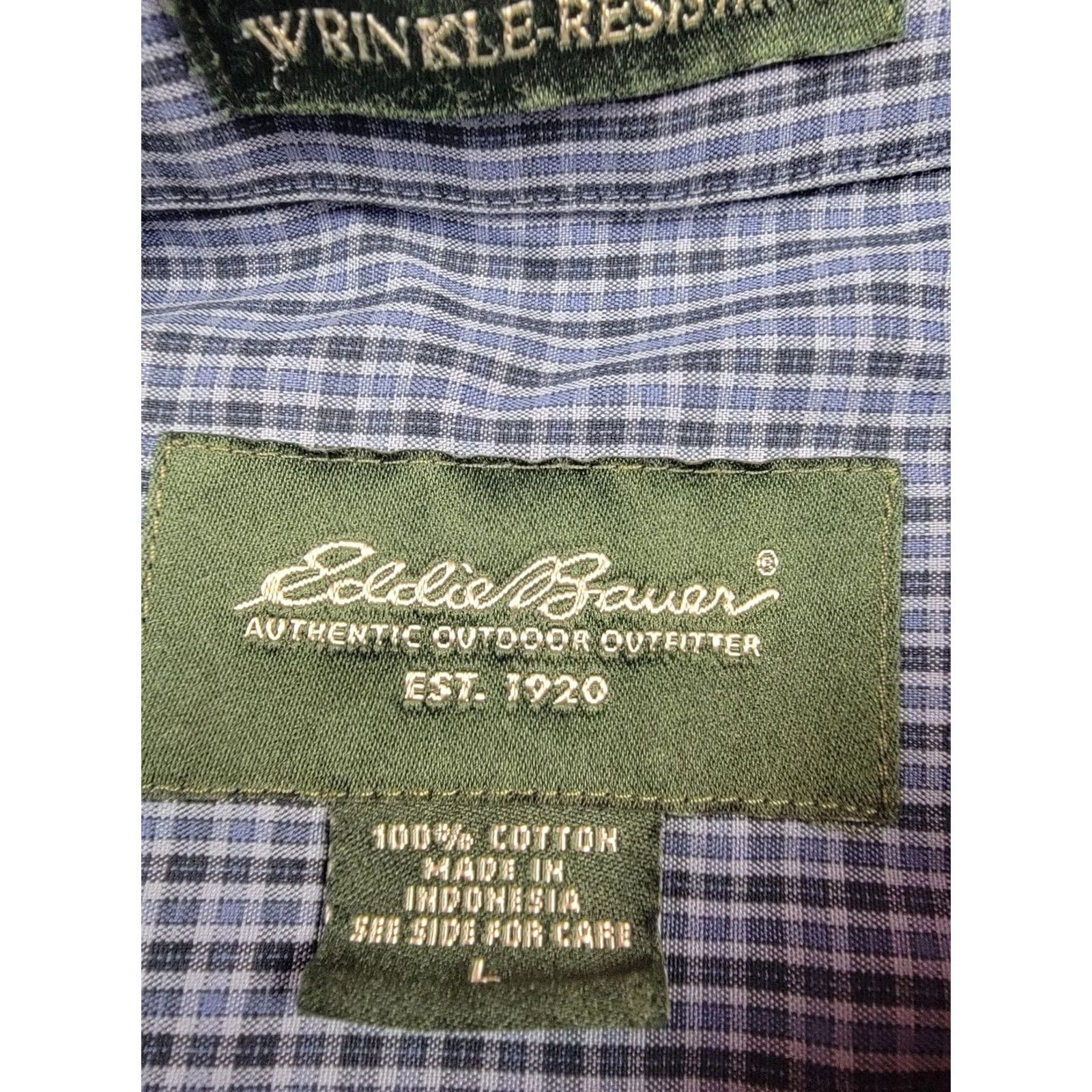 Eddie Bauer Eddie Bauer Shirt Mens Large Blue Plaid Wrinkle Resistant Button Down Size US L / EU 52-54 / 3 - 2 Thumbnail
