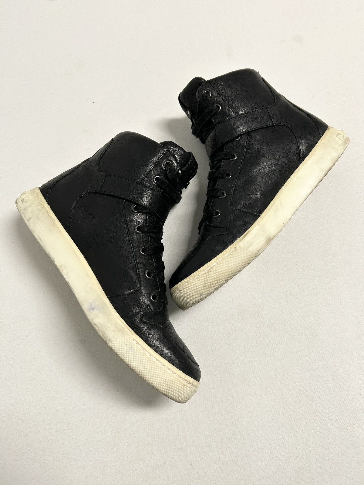 Balmain 2012 Buckle Strap Leather High-Top Sneakers Size US 10 / EU 43 - 6 Thumbnail