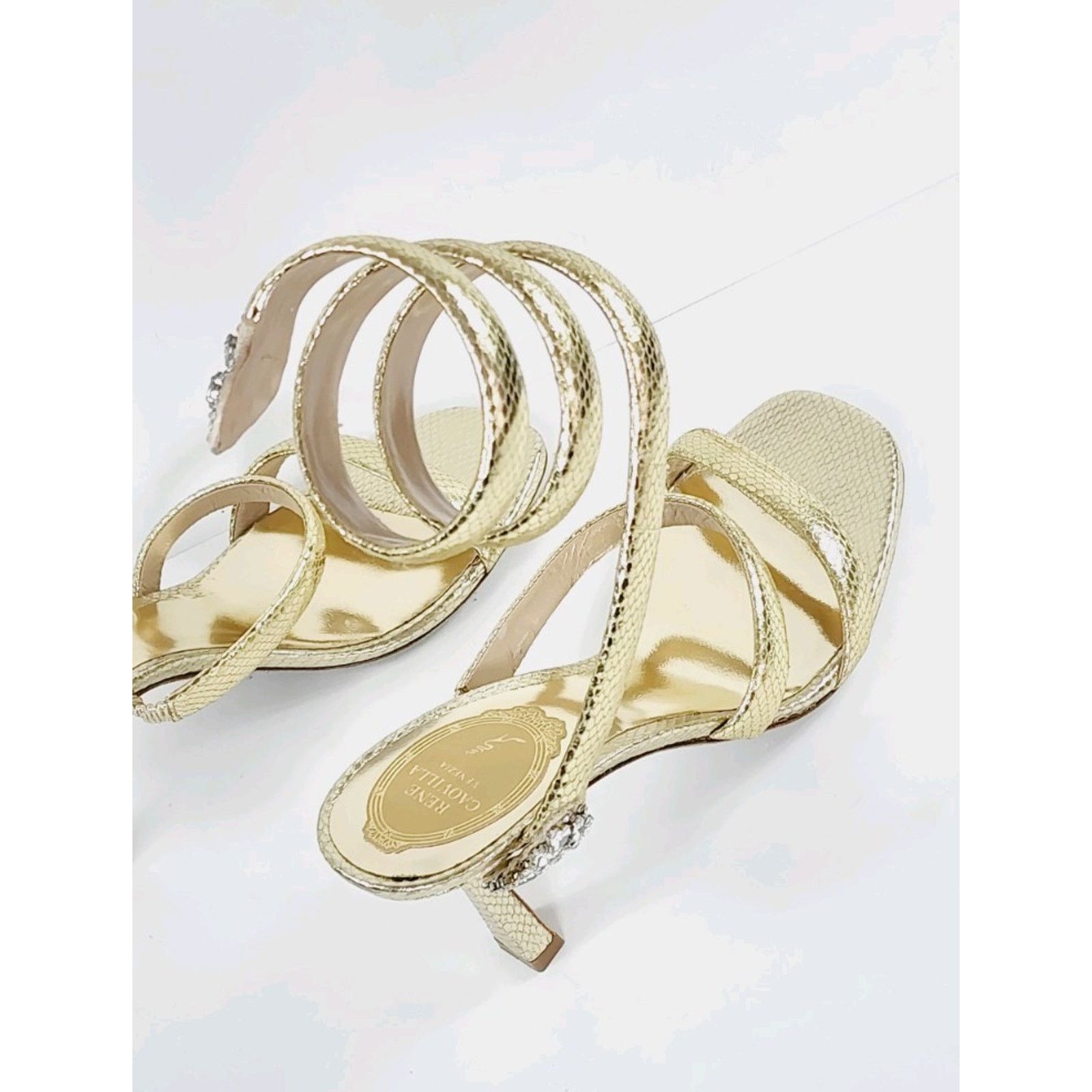 Rene Caovilla $1268 RENE CAOVILLA Leather Sandals US7 UK4EU37 Snake Design Size US 7 / IT 37 - 2 Thumbnail