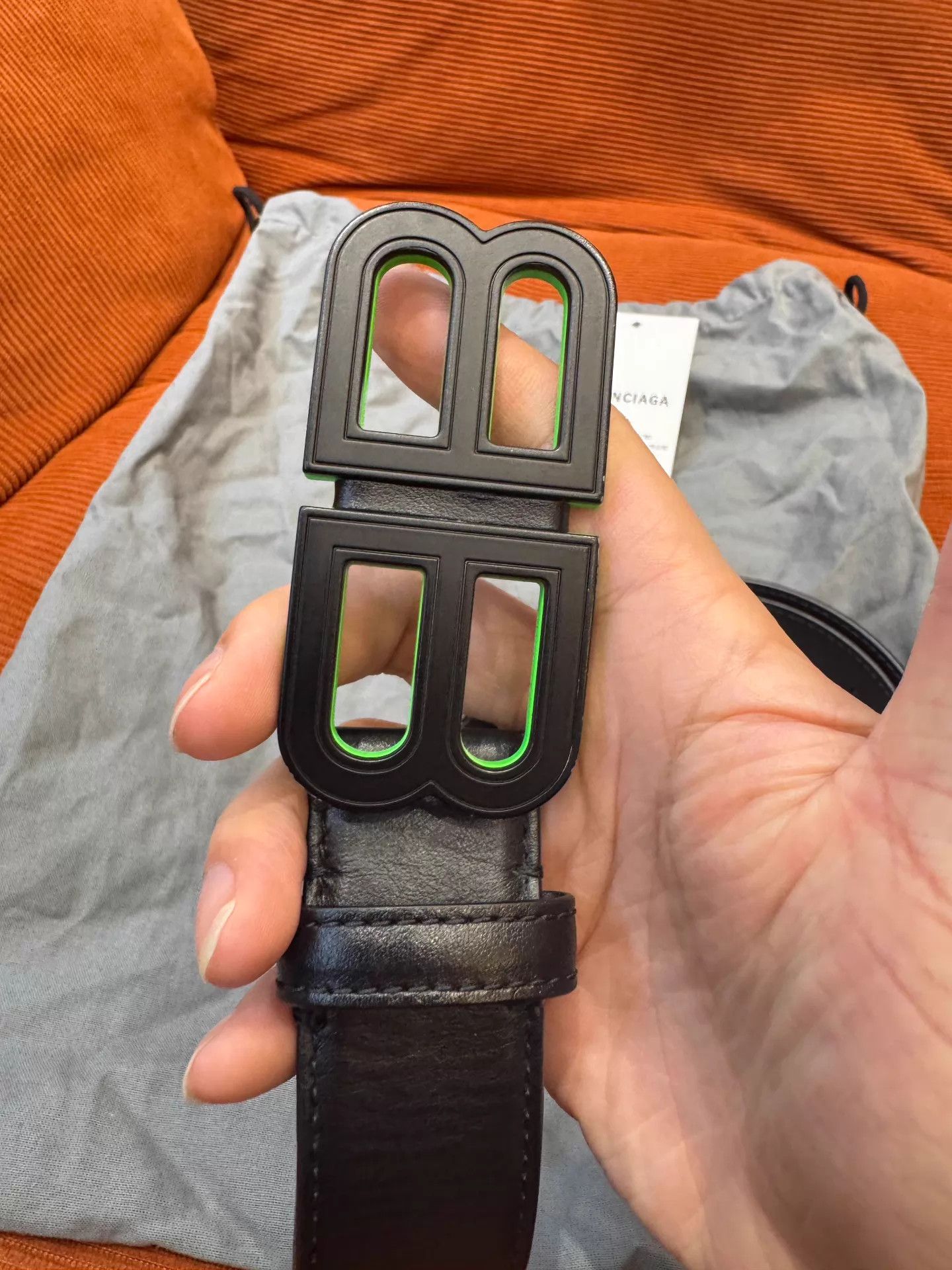 Balenciaga Balenciaga BB Belt Black Double B Green Edge Buckle Size ONE SIZE - 2 Thumbnail