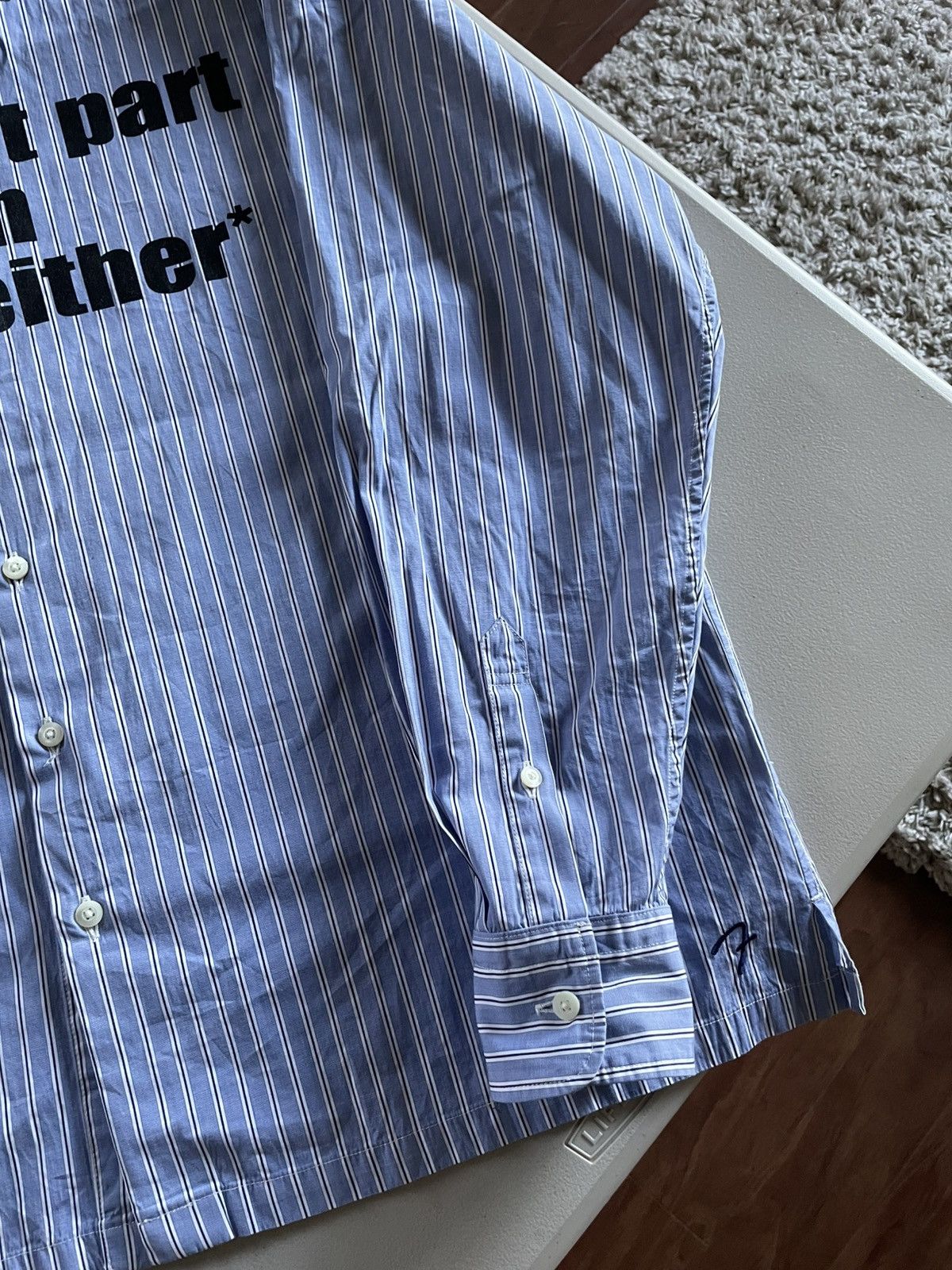 Fender F is for Fender Vintage Ad Tagline Japan Striped Button Up Size US XL / EU 56 / 4 - 3 Thumbnail