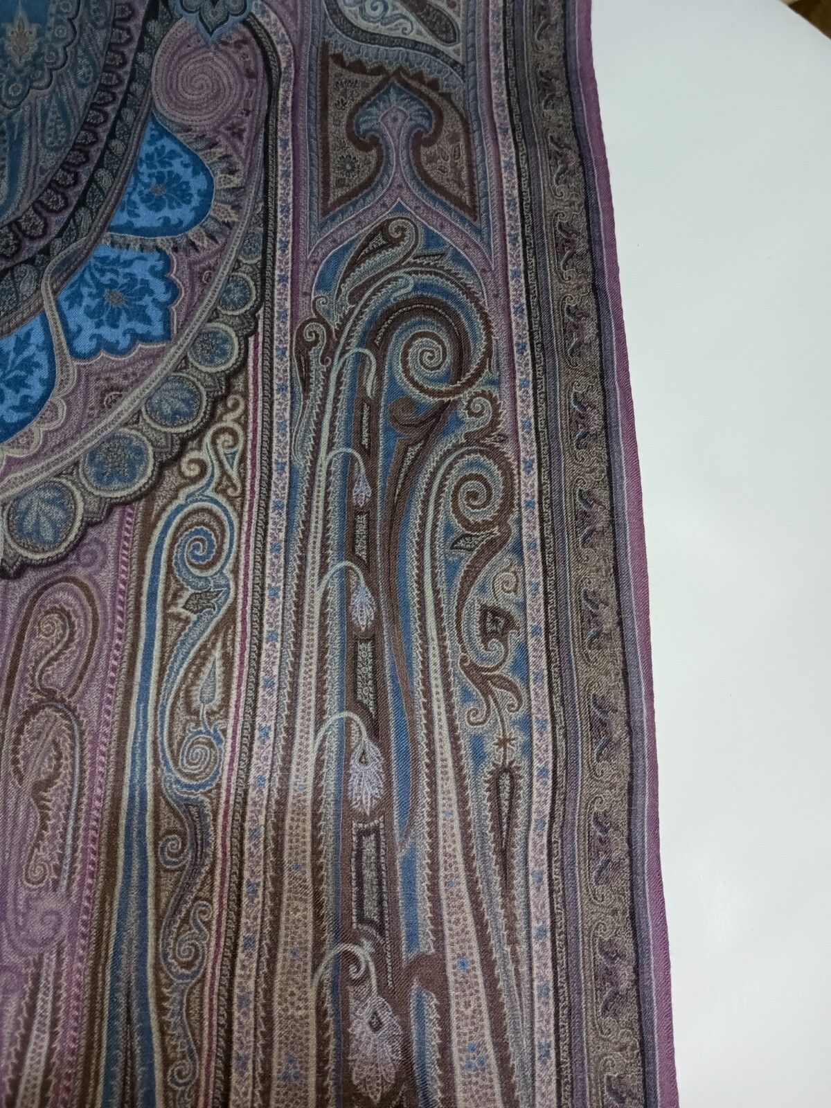 Etro ETRO MILANO ITALY Paisley Gray Vintage Silk Wool Scarf Shawl Size ONE SIZE - 5 Thumbnail